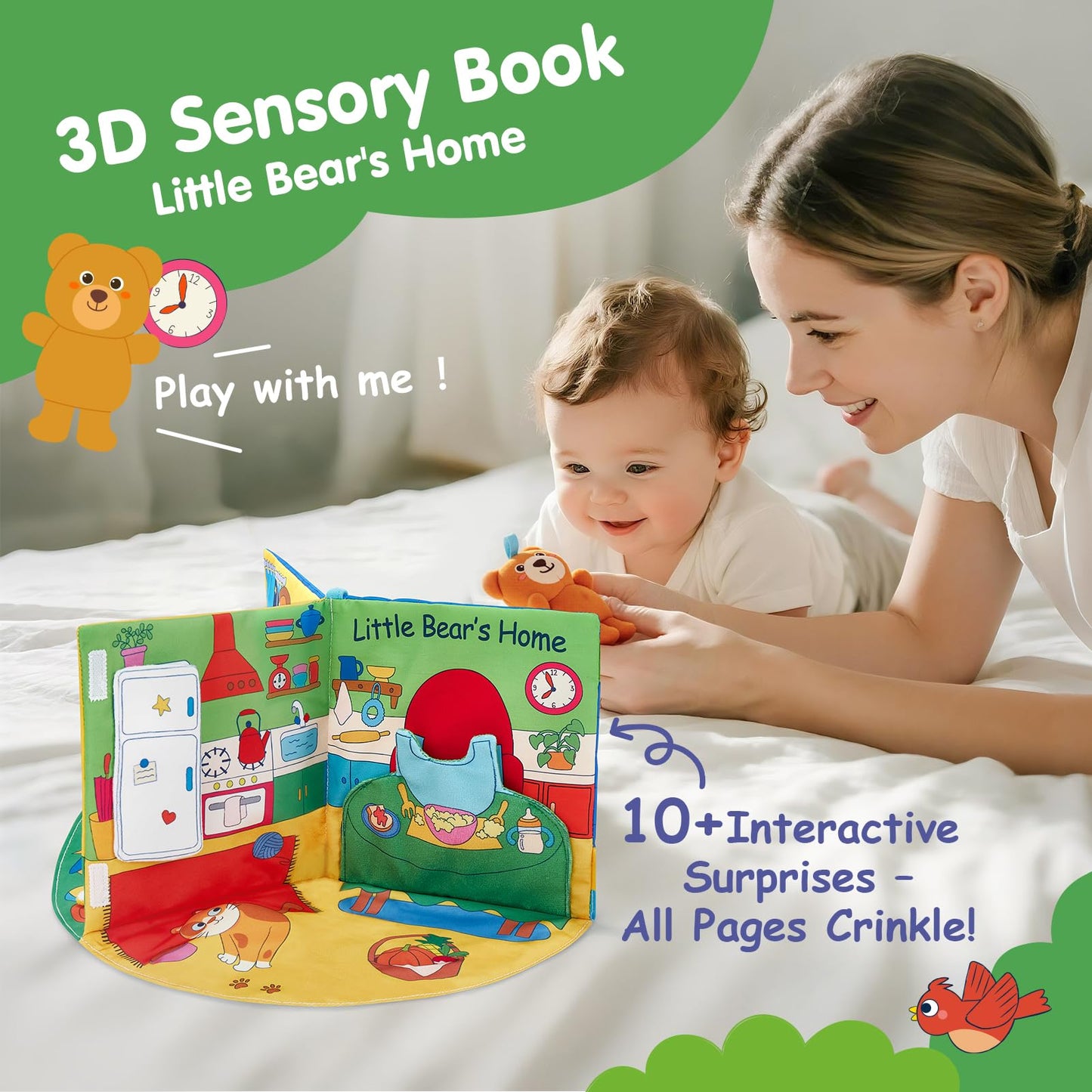 hahaland Baby Books 0-6 Months - 3D Touch and Feel Soft Activity Books Tummy Time Sensory Baby Toys