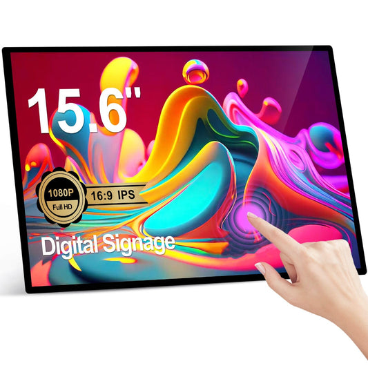 AYSTekMann 15.6" Digital Signage Displays 10000 mAh Capacitive Touch Screen Advertising Display with HDMI-in, All in One LCD Commercial Monitor Player with Android 11(2+32GB)