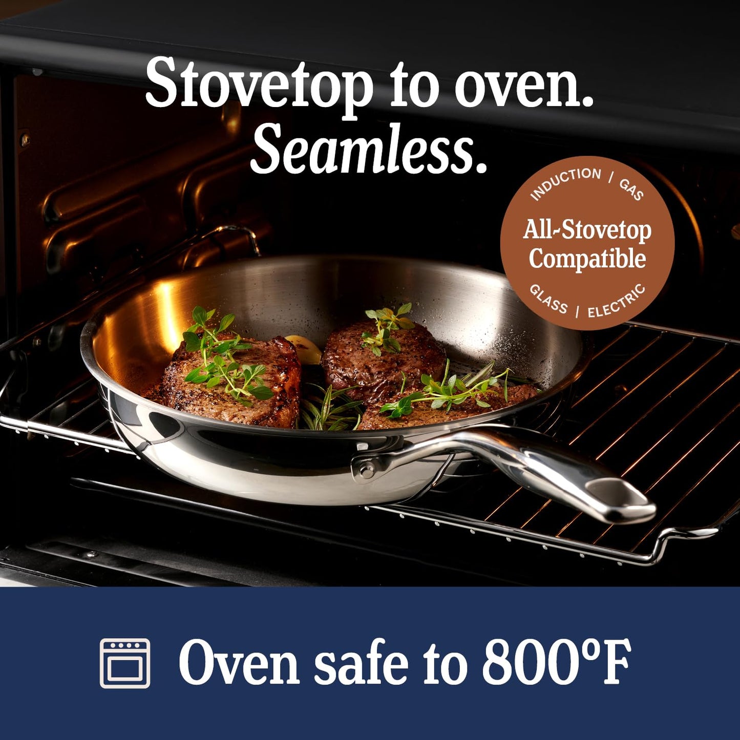 LEGEND COOKWARE 5-Ply Stainless Steel 3-Quart Sauce Pan with Lid - Induction Compatible, Oven Safe 800°F - Non-Toxic, No Coatings - Even Heating, Won't Warp - Built to Last Generations