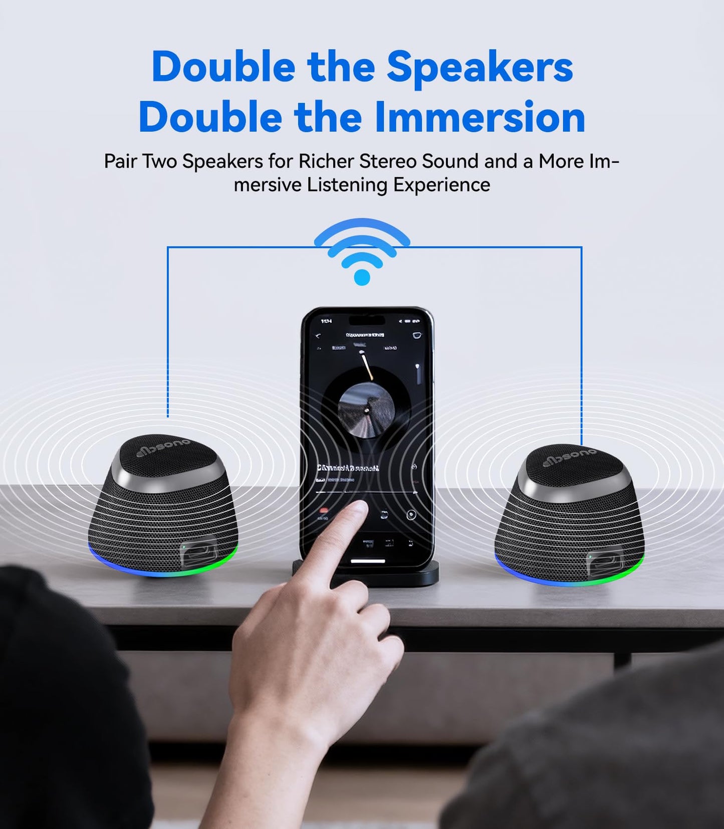 Portable Speaker Phone Stand Gifts:Birthday Graduation Mini Gifts for Him Her, 2 in 1 Magnetic Bluetooth Speakers, Loud Sound IPX5 Waterproof, 9 Light Modes, TWS, Home/Office/Travel Essentials-Black
