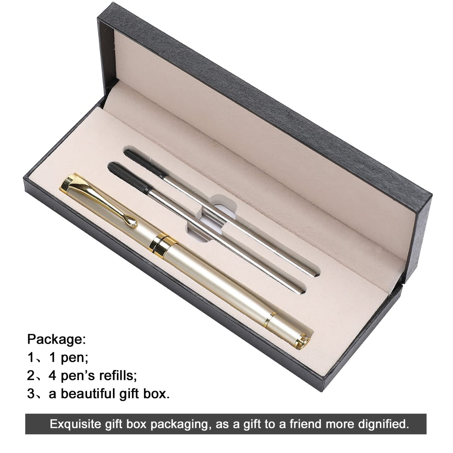 YIVONKA Luxury Ballpoint Pens Best Ball Pen Gift Set for Men & Women Professional Executive Office Nice BallPens Classy Gift Box Ballpoint Black Refill Line width 0.5mm (Gold)