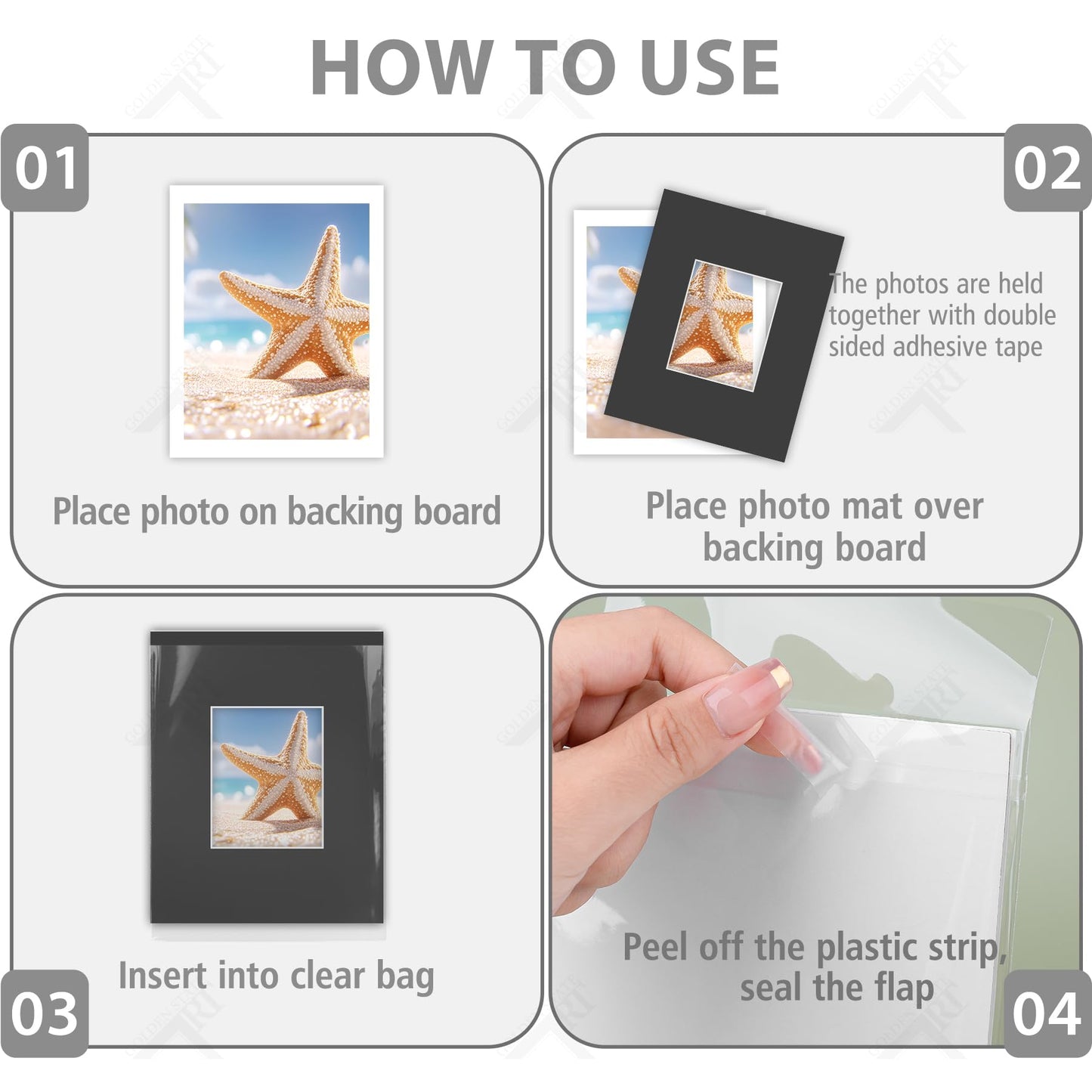 Golden State Art, Acid Free, Pack of 5, 16x20 Black Picture Mats Mattes with White Core Bevel Cut for 8x10 Photo + Backing + Bags