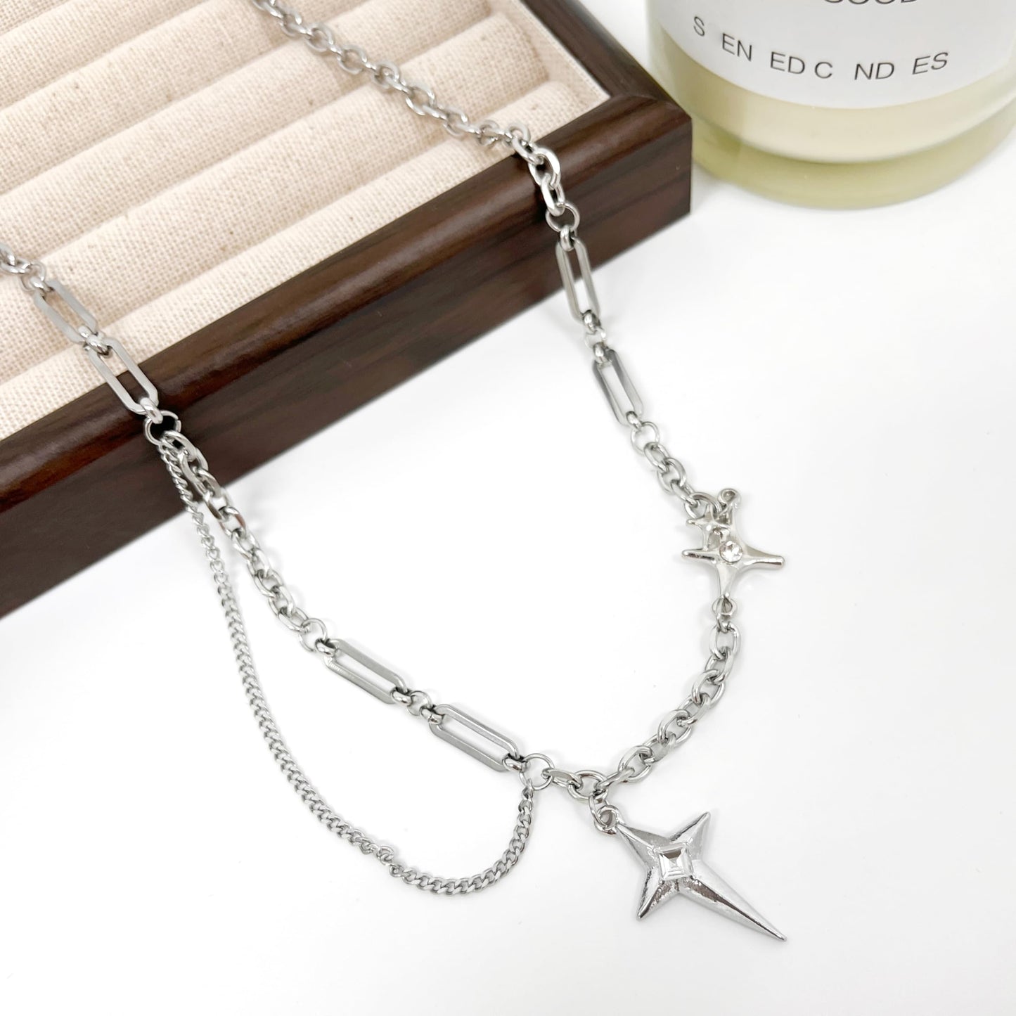 Buyongwant Irregular Necklace for Women Star Y2k Asymmetrical Design Fashionable Silver Jewelry