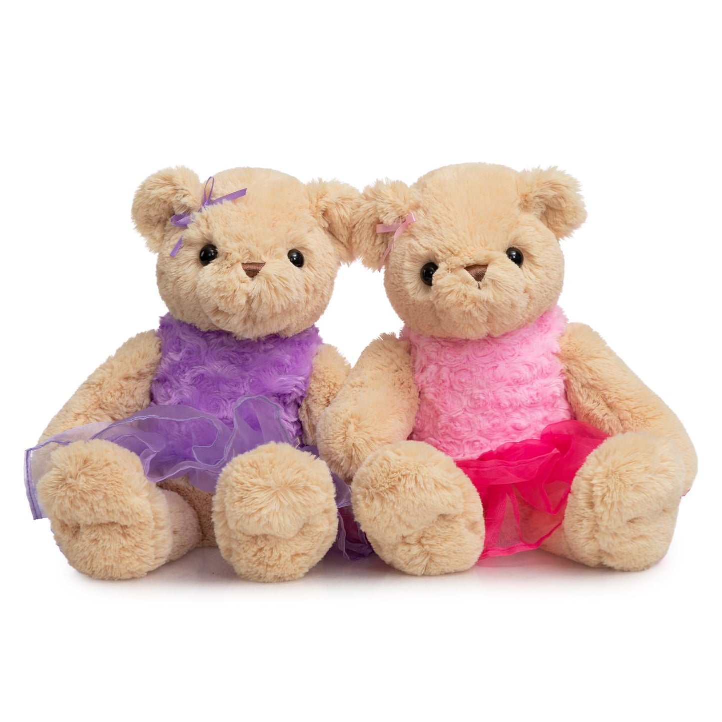 WENMOTDY Ballerina Teddy Bear Stuffed Animal Cute Plush Bear in Tutu Skirt Birthday Dance Recital Gifts for Girls Kids 21’’ Pink