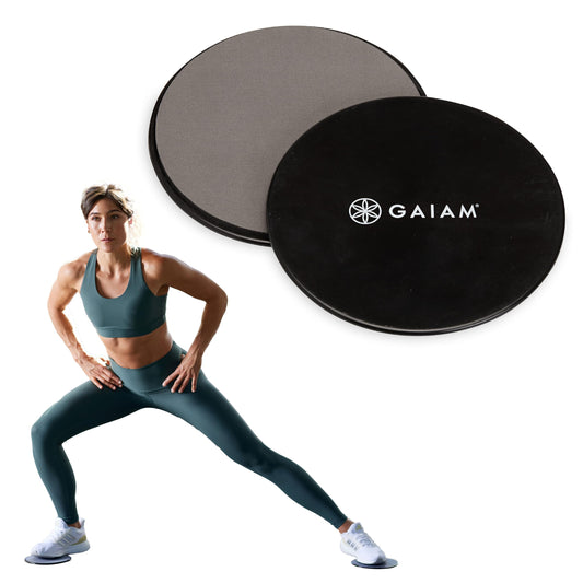 Gaiam Core Sliding Discs - Dual Sided Workout Sliders for Carpet & Hardwood Floor - Home Ab Pads Exercise Equipment Fitness Sliders for Women and Men