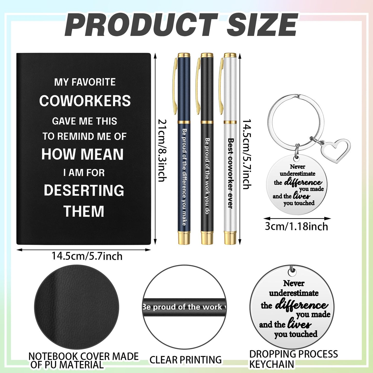 Geiserailie 7 Pcs Farewell Gifts for Coworkers New Beginnings Gifts for Women Retirement Leaving 20 oz Tumbler Notebook Pens Keychains New Beginnings Basket for Women Housewarming Teacher(Black)