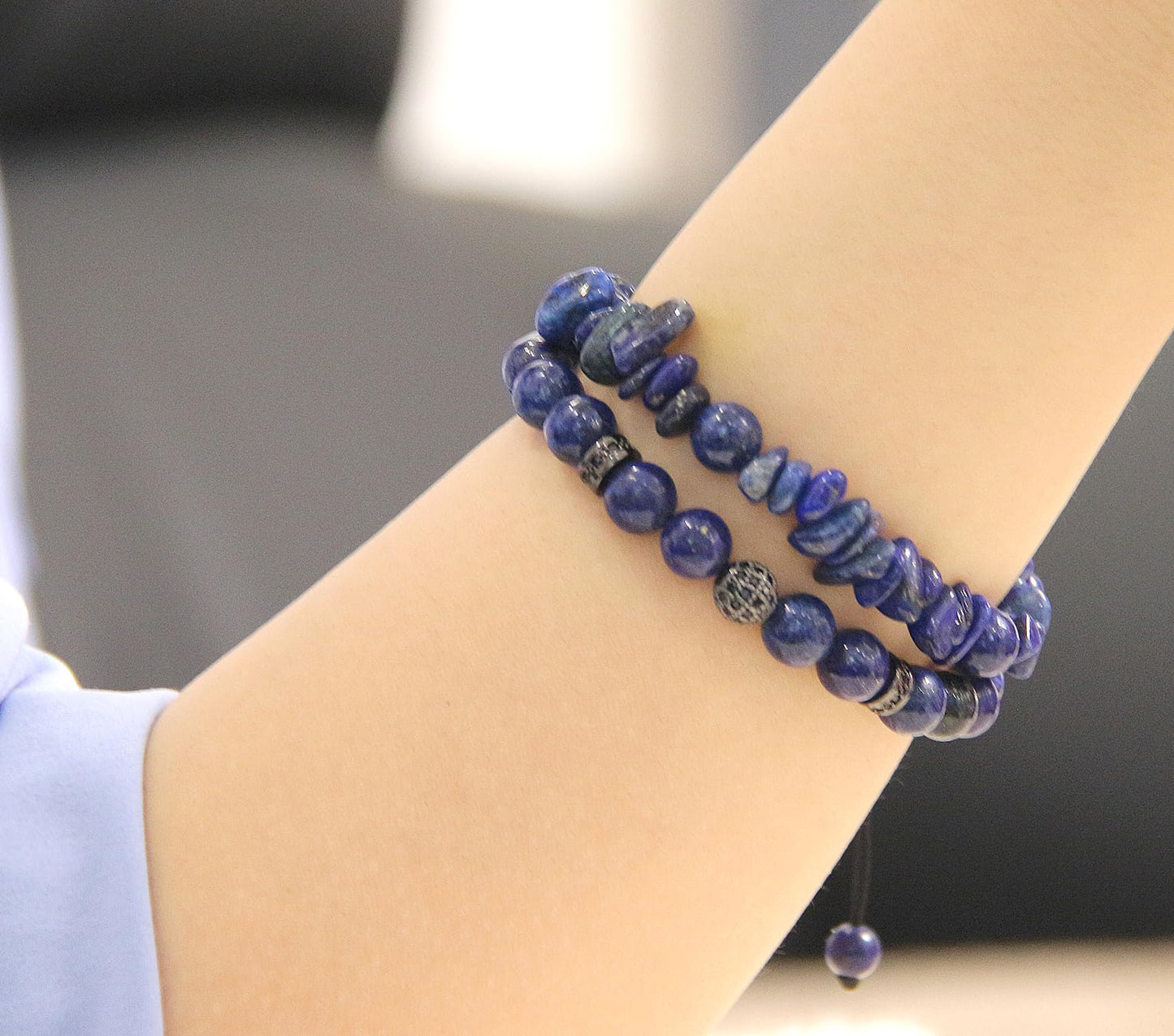 GDLKPYHS Lapis Lazuli Bracelet for Men Women - Crystals and Healing Stones Bead Bracelets Handmade Natural Gemstone Jewelry Unique Gifts for Men Women