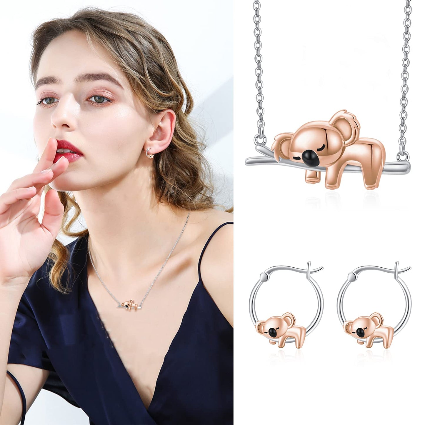 Koala Hoop Earrings for Women Sterling Silver Small Animal Huggie Hoop Earrings for Sensitive Ears Koala Jewelry Gifts for Daughter