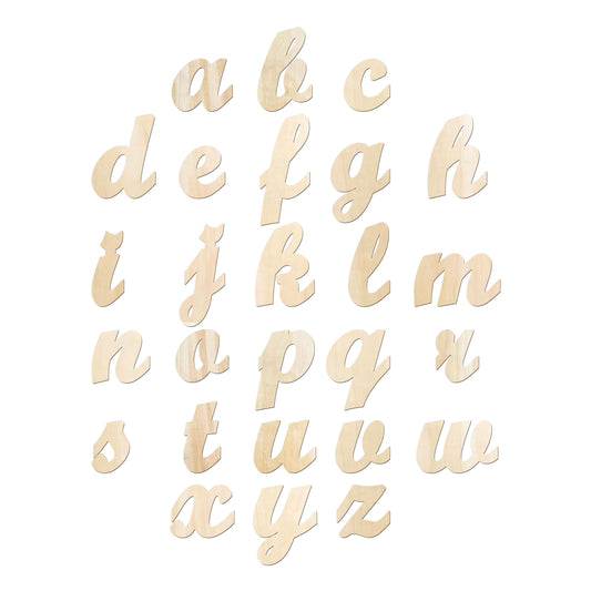 3.7 to 6 Inch 102 Pieces Wood Letters Cursive Lowercase Unfinished Thin Wooden Alpabets a-z for Crafts