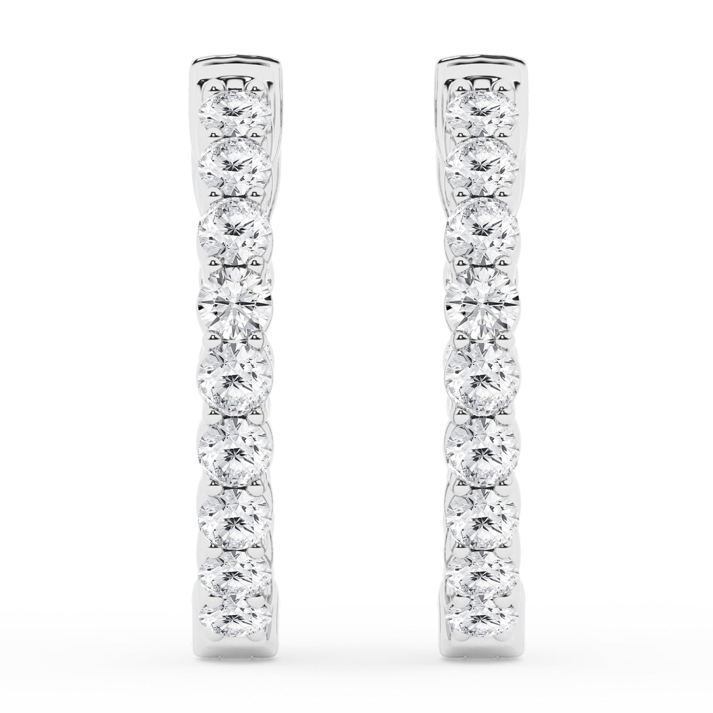 Belacqua 1.00 Carat Round Lab Grown Inside Out Diamond Hoop Earrings in Sterling Silver, Color G+, Clarity SI, Prong Set, Fine Jewelry for Women, Gift Box Included