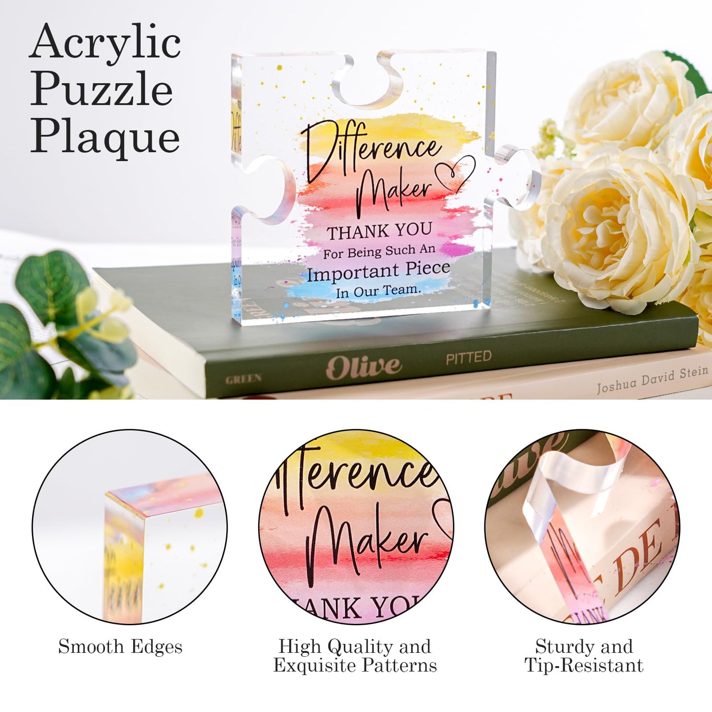 Difference Maker Gift Appreciation Gifts for Leader Boss Employee Coworker Teacher Staff Mentor Coach Manager Appreciation Thank You Gifts Coworker Gifts Office Gifts Retirement Gifts Acrylic Puzzle