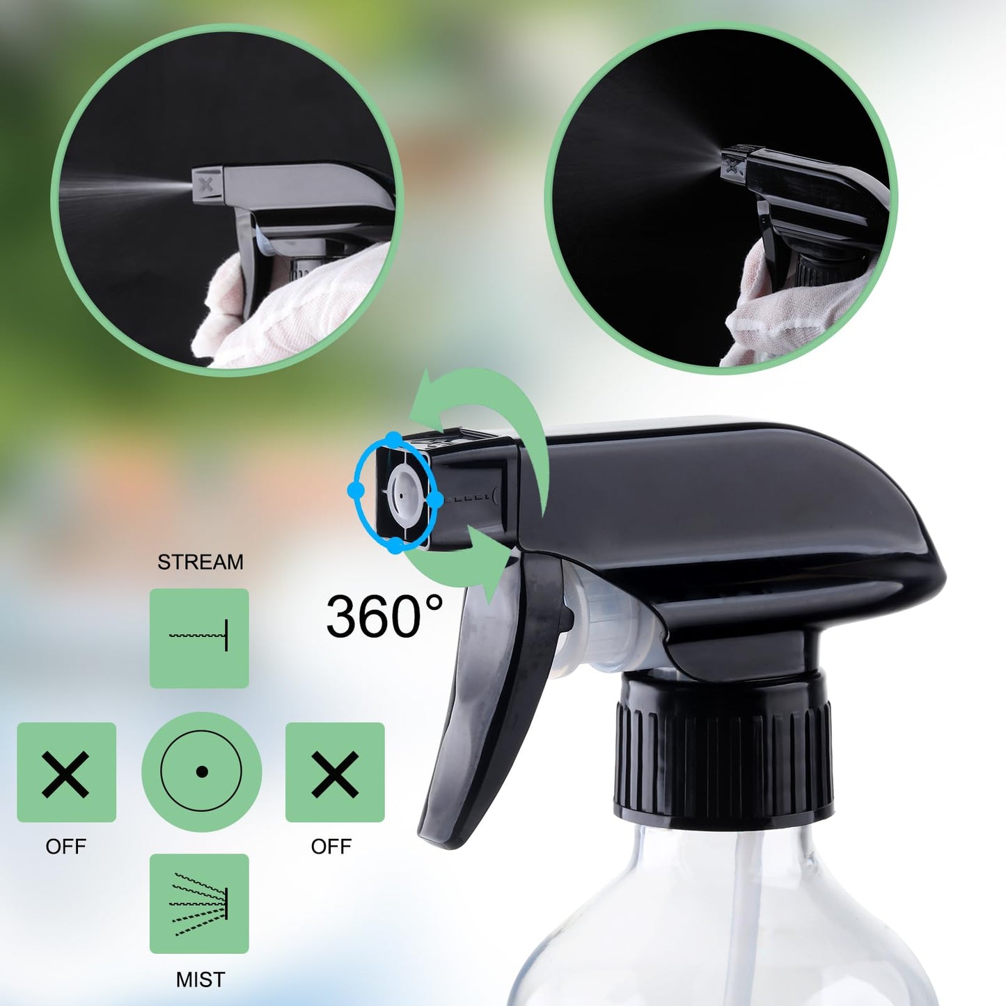 KREMORV Spray Bottles 10oz/300ml Plastic Spray Bottle Empty Refillable Container with Adjustable Head Sprayer, Mist/Stream Water Bottle for Cleaning Products, Plants, Pet Training, Hairstyling