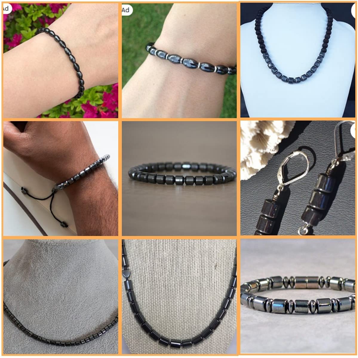 HAAMIIQII 50pcs 10mm Natural Black Hematite Loose Gemstone Beads Star Shape Spacer Stone Beads for Jewelry Making DIY Bracelets Necklaces Crafting