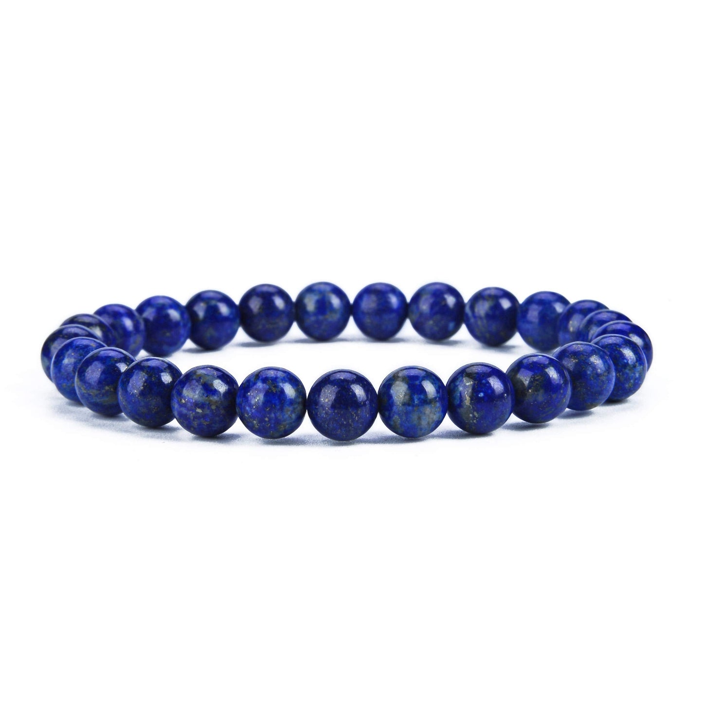 Cherry Tree Collection Blue Lapis Lazuli Beaded Bracelet – Genuine 8mm Gemstone Stretch Bracelet for Men & Women – Handmade Crystal Bracelet - (Blue Lapis Lazuli - M)