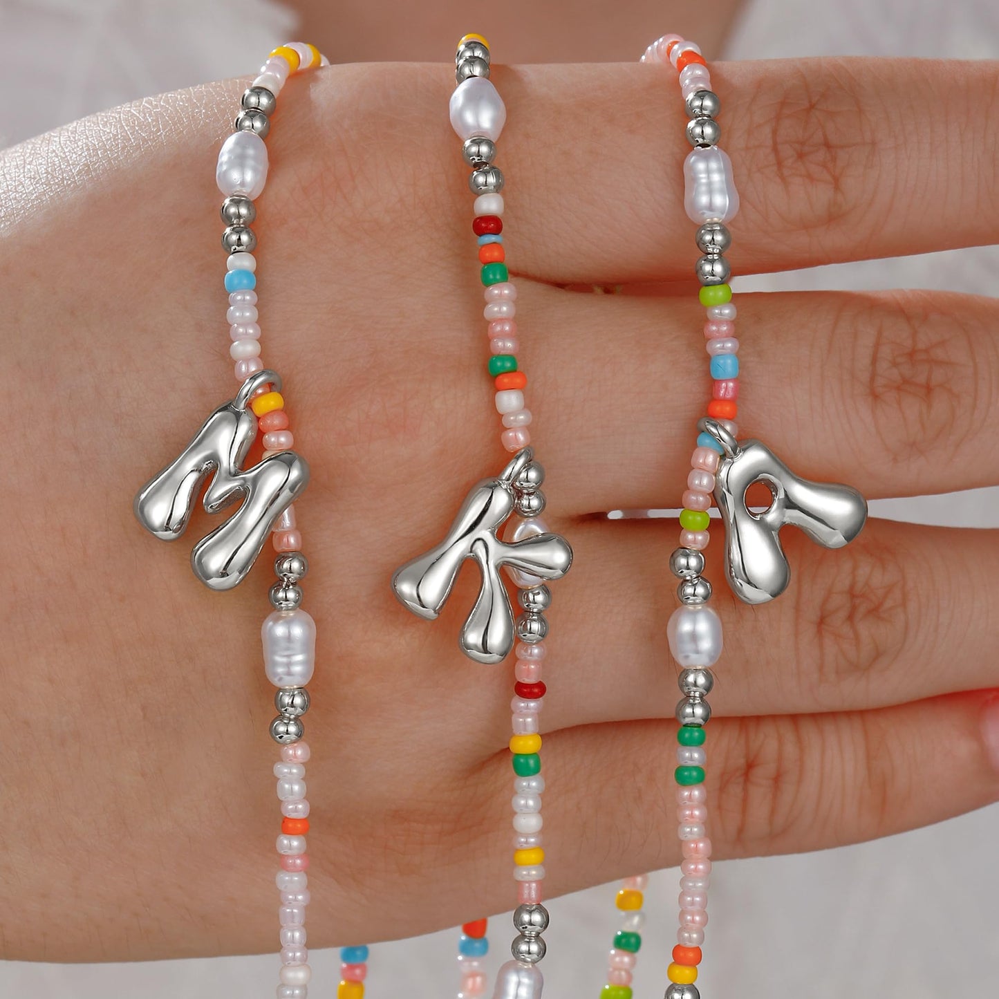 Ritach 7 8 9 10 Year Old Girl Gifts - Initial Necklace for Girls Jewelry Beaded Letter X Necklace Silver Initial Necklaces for Women Gifts for 7 8 9 10 11 Year Old Girl Birthday Gift