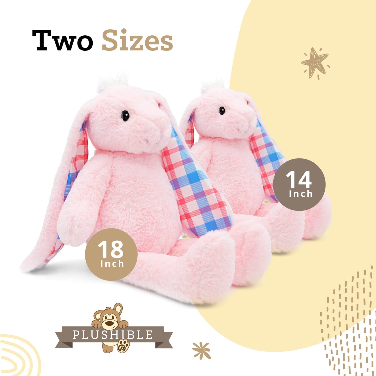 Plushible Easter Bunny Stuffed Animal, 14" (Pink) - Soft Embroidered Stuffed Bunny Plush Toy for Kids, Newborns, Boys & Girls, Cuddly and Adorable Plush Toys, Ideal for Birthdays & Gift Day