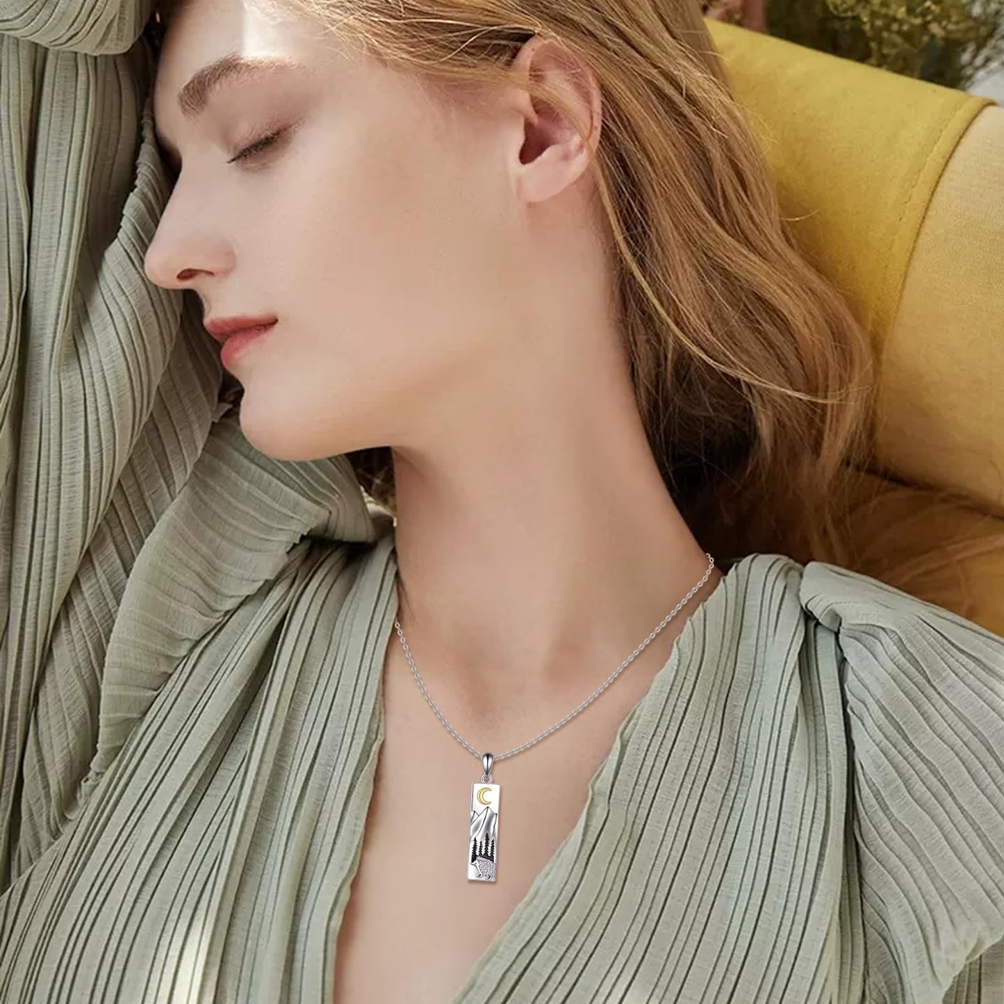 YFN Hedgehog Mountain Necklace for Women Sterling Silver Nature Necklace Jewelry Gift for Skiers, Hikers, Campers, Climbers and Nature Lovers