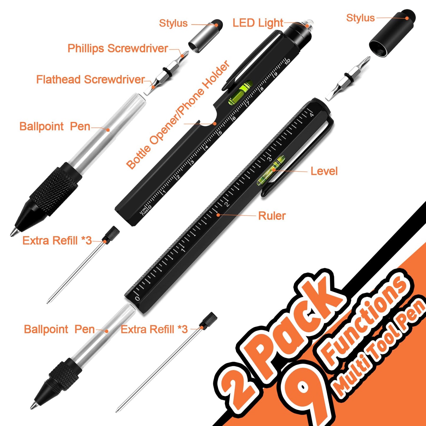 KEZKALS Fathers Day Mens Gifts for Husband Dad, 9 in 1 Multitool Pen Set Gifts for Men, Fathers Day Gift from Daughter Wife, Dad Gifts for Fathers Day, Anniversary Birthday Gifts for Men, Cool Gadgets