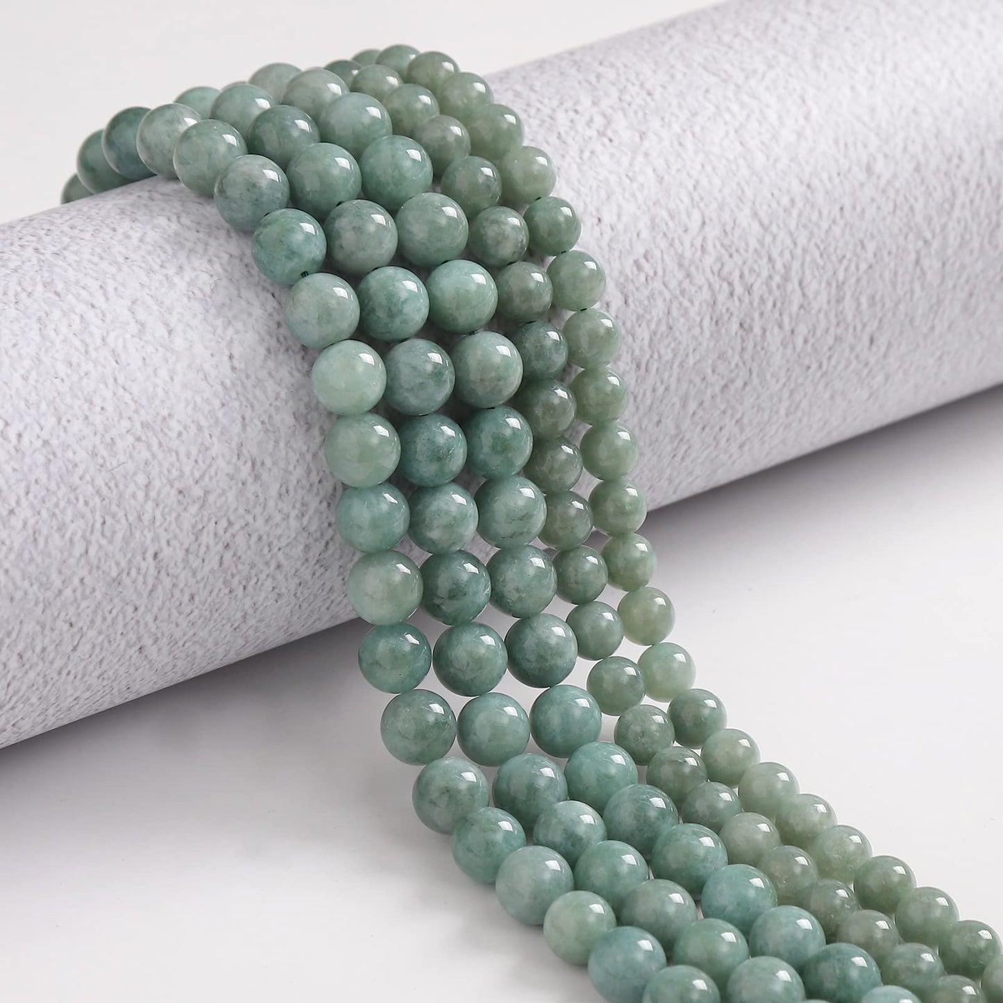 35pcs 10mm Burmese Jade Loose Beads for Jewelry Making, Natural Semi Precious Beads Round Smooth Gemstone Spacer Beads Charms for Necklaces Bracelets