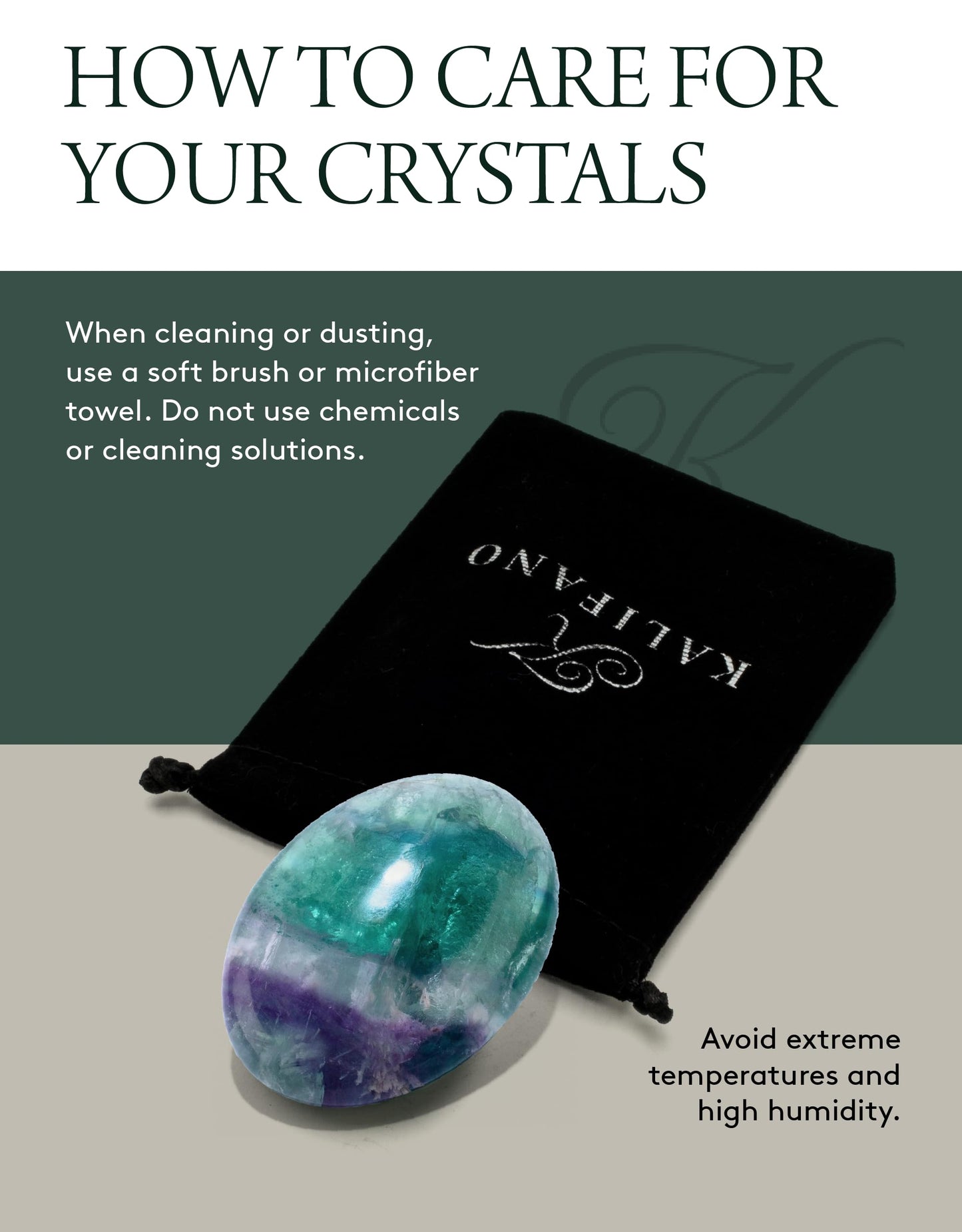 KALIFANO Palm Stone with Healing & Calming Effects - AAA+ Grade High Energy Worry Stone with Information Card - Reiki Crystal Used for Courage (Family Owned and Operated) (Fluorite)