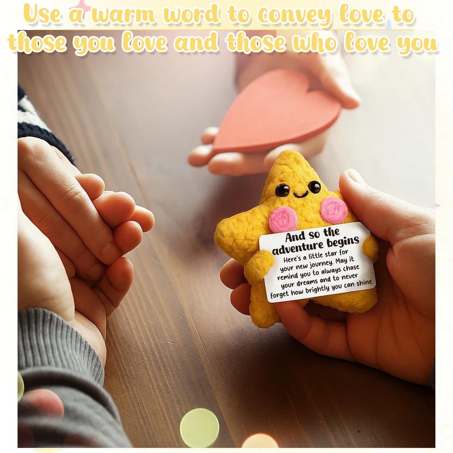Crochet Star Graduation Gift, New Job & Good Luck Keepsake, Farewell & Moving Gift for Coworker Friend, Motivational Desk Decor for Student, Congratulations for New Adventure