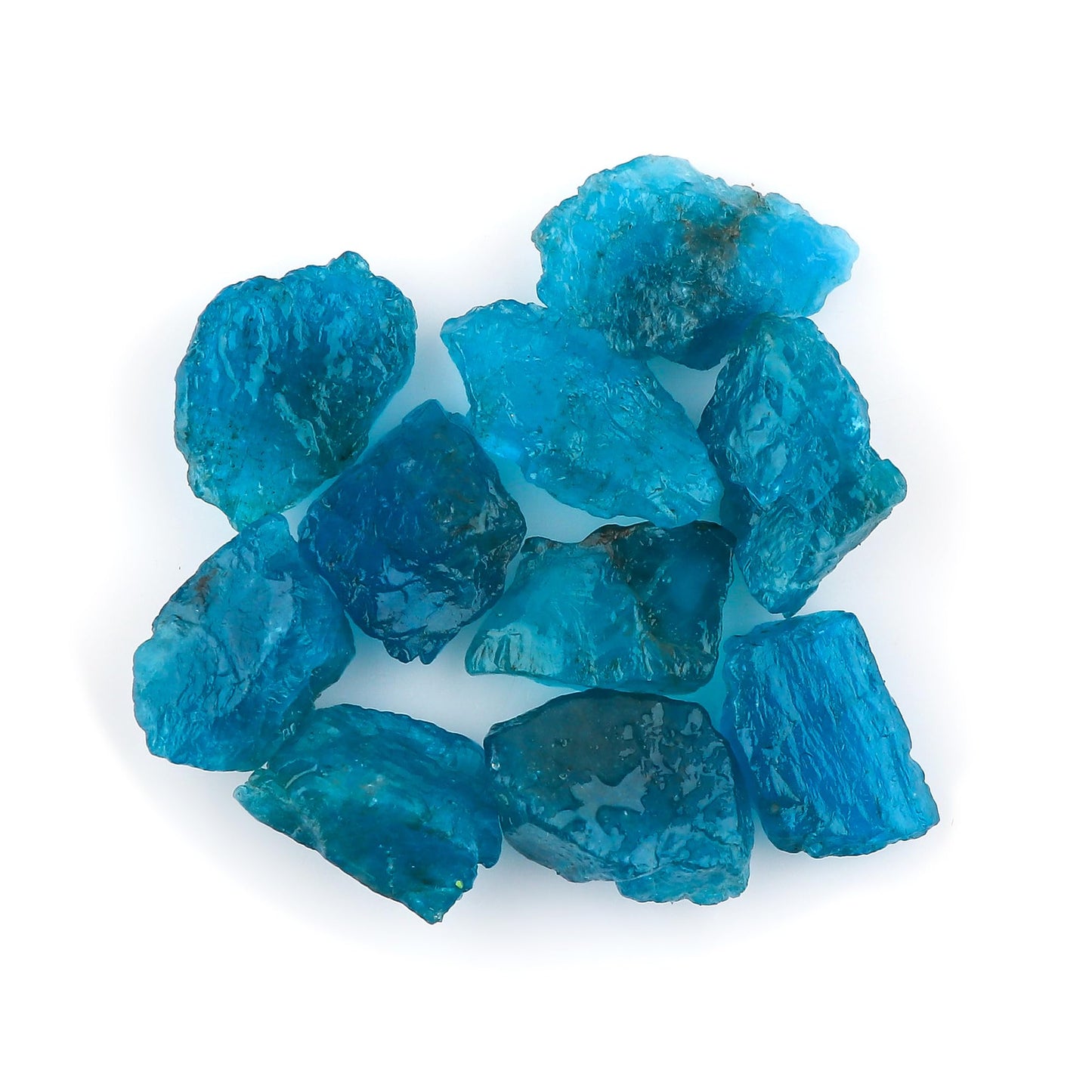 CRYSTALIS 10pcs Natural Neon-Apatite Raw Crystals, Loose Gemstone Wholesale Bulk Rough Jewelry Making Supply, Chakra And Healing Raw Stones, Wire Wrapping, DIY, Tumbling, Gem Collection, 8-12mm