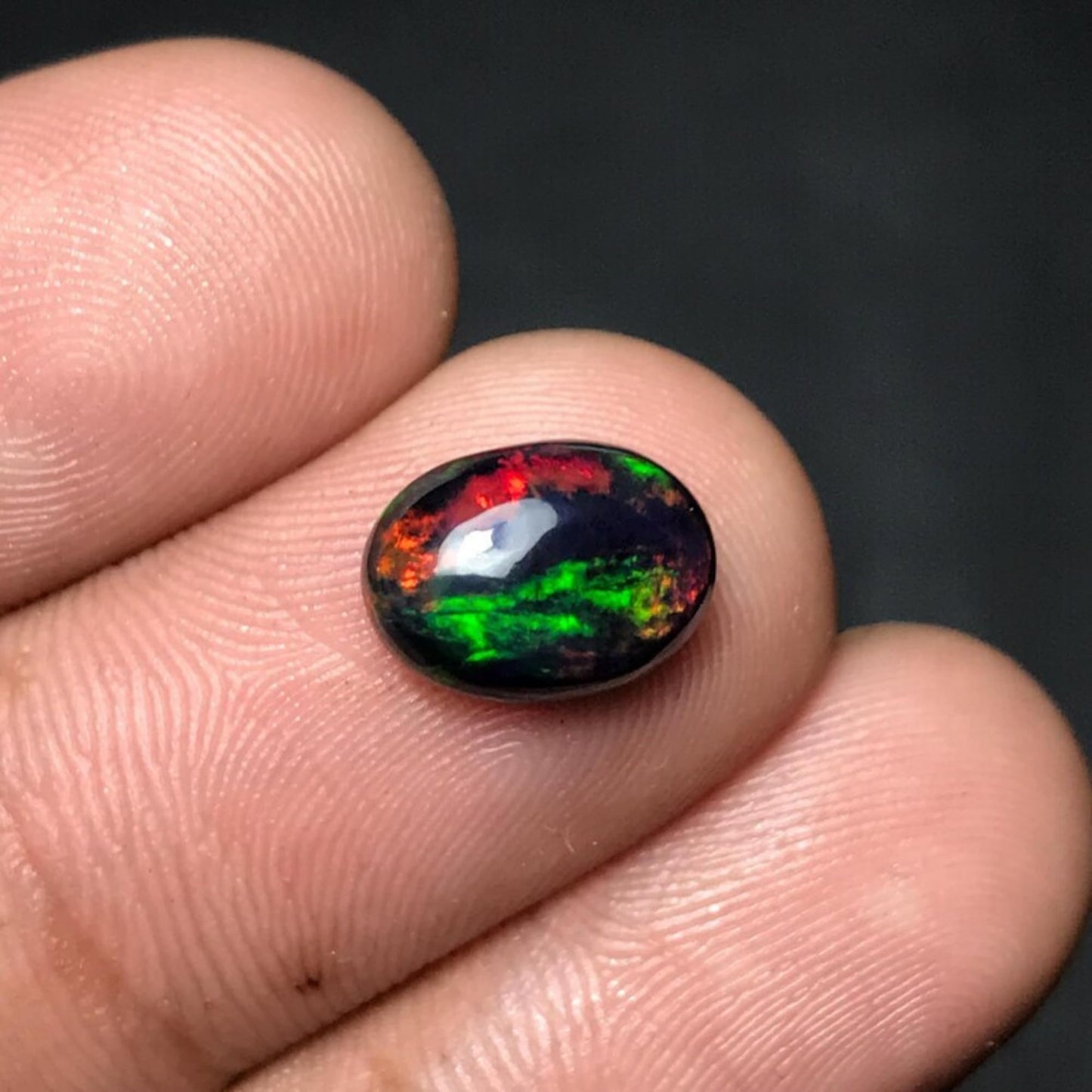 Natural AAAA+ Quality Ethiopian Opal Cabochon Lot, Oval Shape, Multi Fire Opal for Jewelry Making (5 pcs Black Opal - 5x7mm)