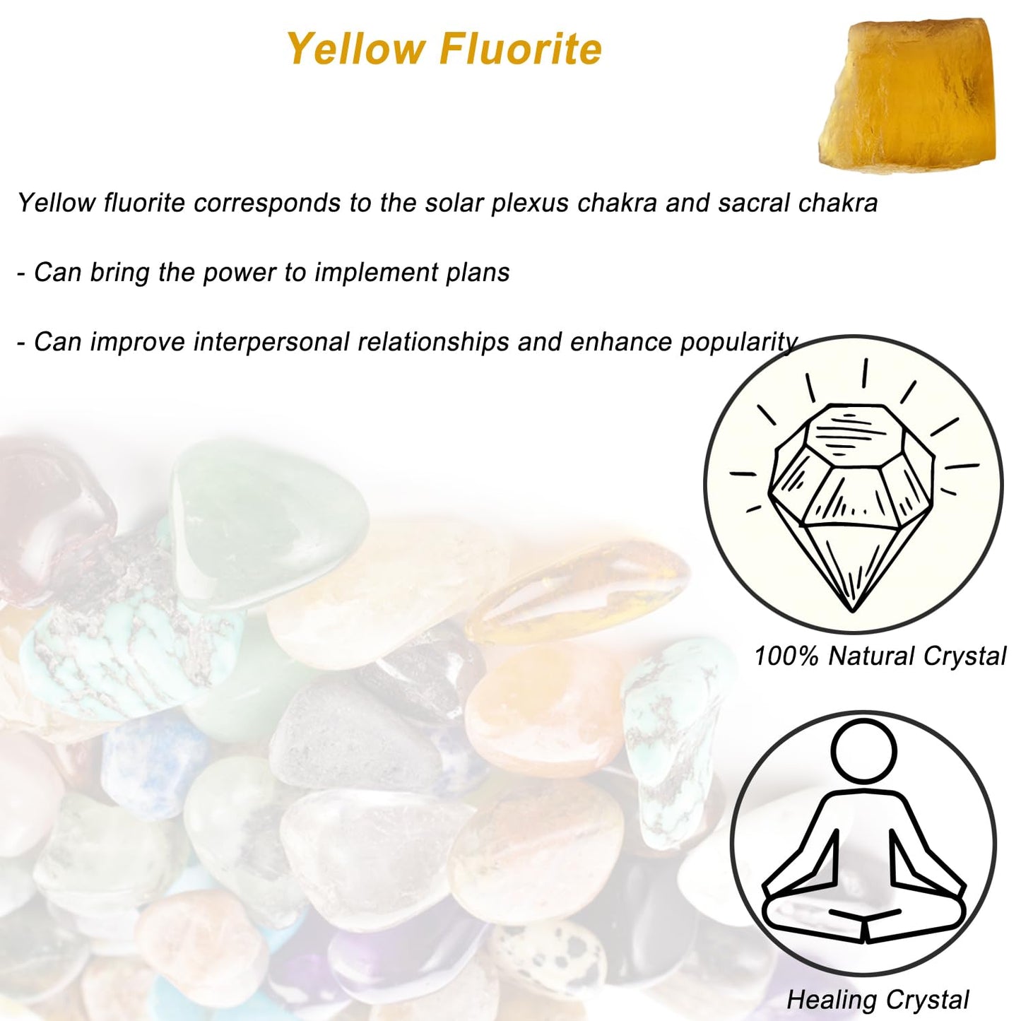 Erliway 1.25-2" Yellow Fluorite Raw Crystals, Natural Rough Yellow Fluorite Stone, Healing Raw Stones for Fountain Rock, Home Decor Meditation Energy Balancing Wire Wrapping Wicca & Reiki
