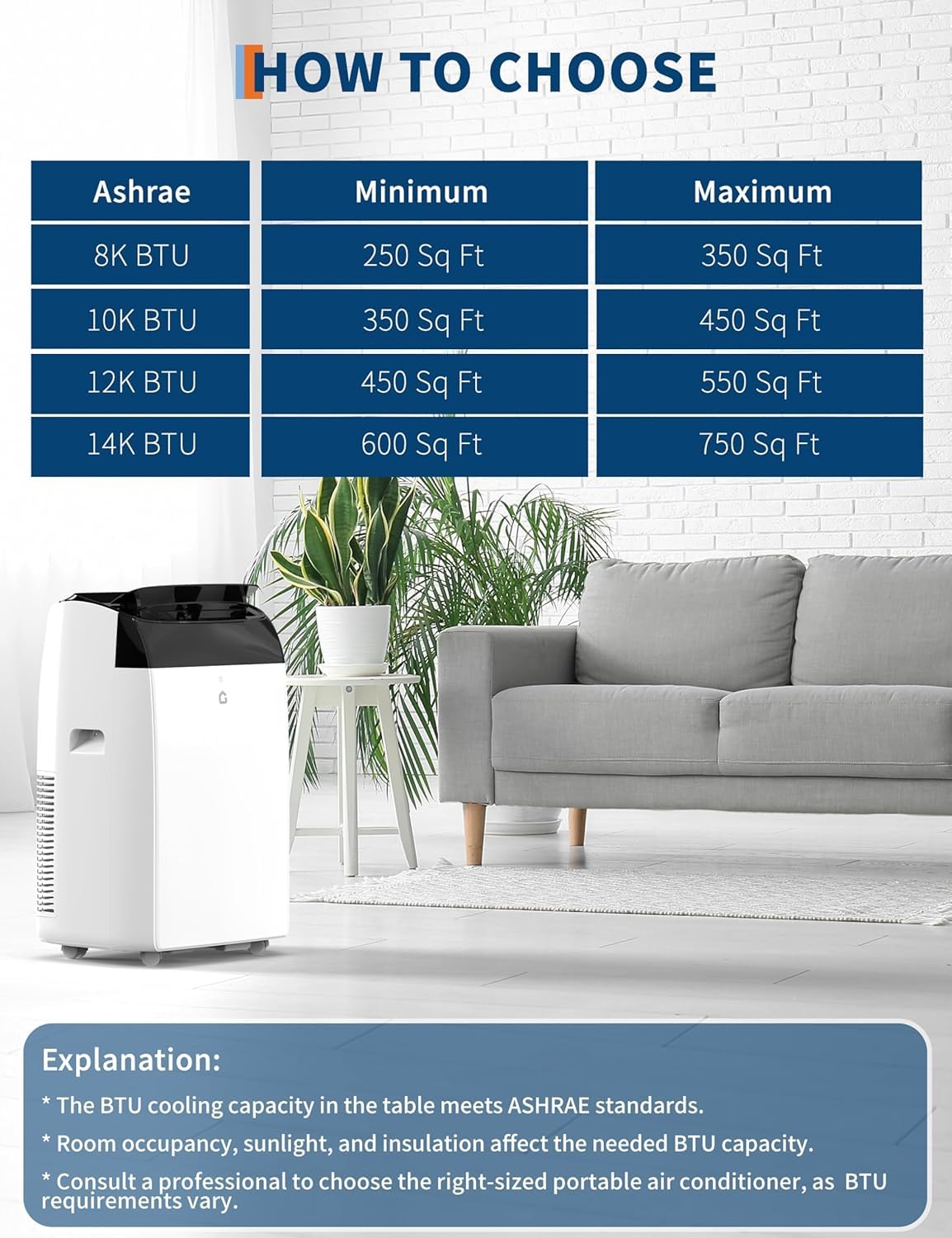 Garvee 14000 BTU Portable Air Conditioner, 3-in-1 Indoor AC Unit with Cooling, Dehumidifier, Fan, 24-Hour Timer, Follow Me Function, Remote Control & Complete Window Kit – Cools Rooms Up to 750 Sq. Ft
