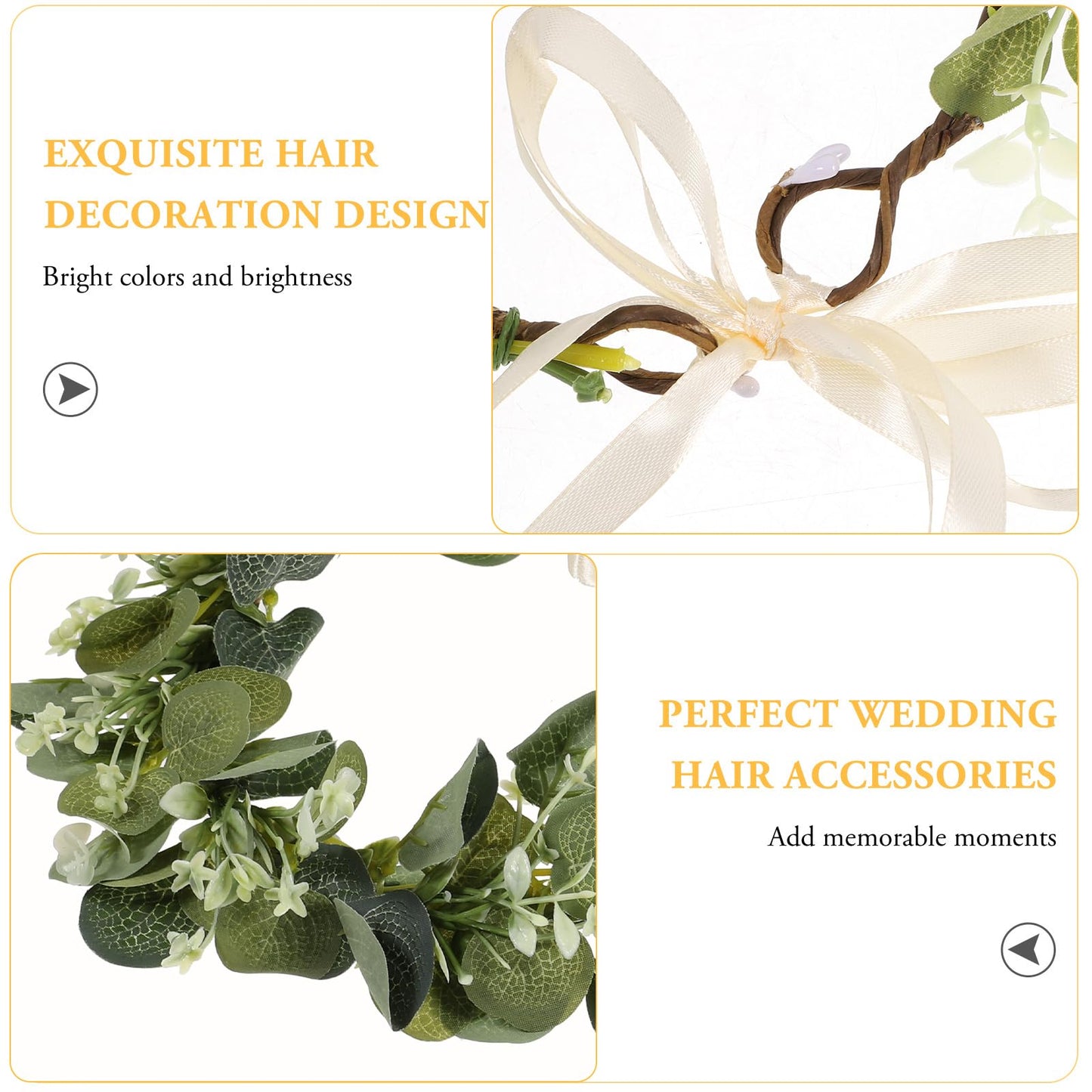HEALLILY Faux Wreath Bridal Headdress Floral Tiara Wedding Headband Lightweight Simulated Plant Hair Accessory for Photos Beach Parties