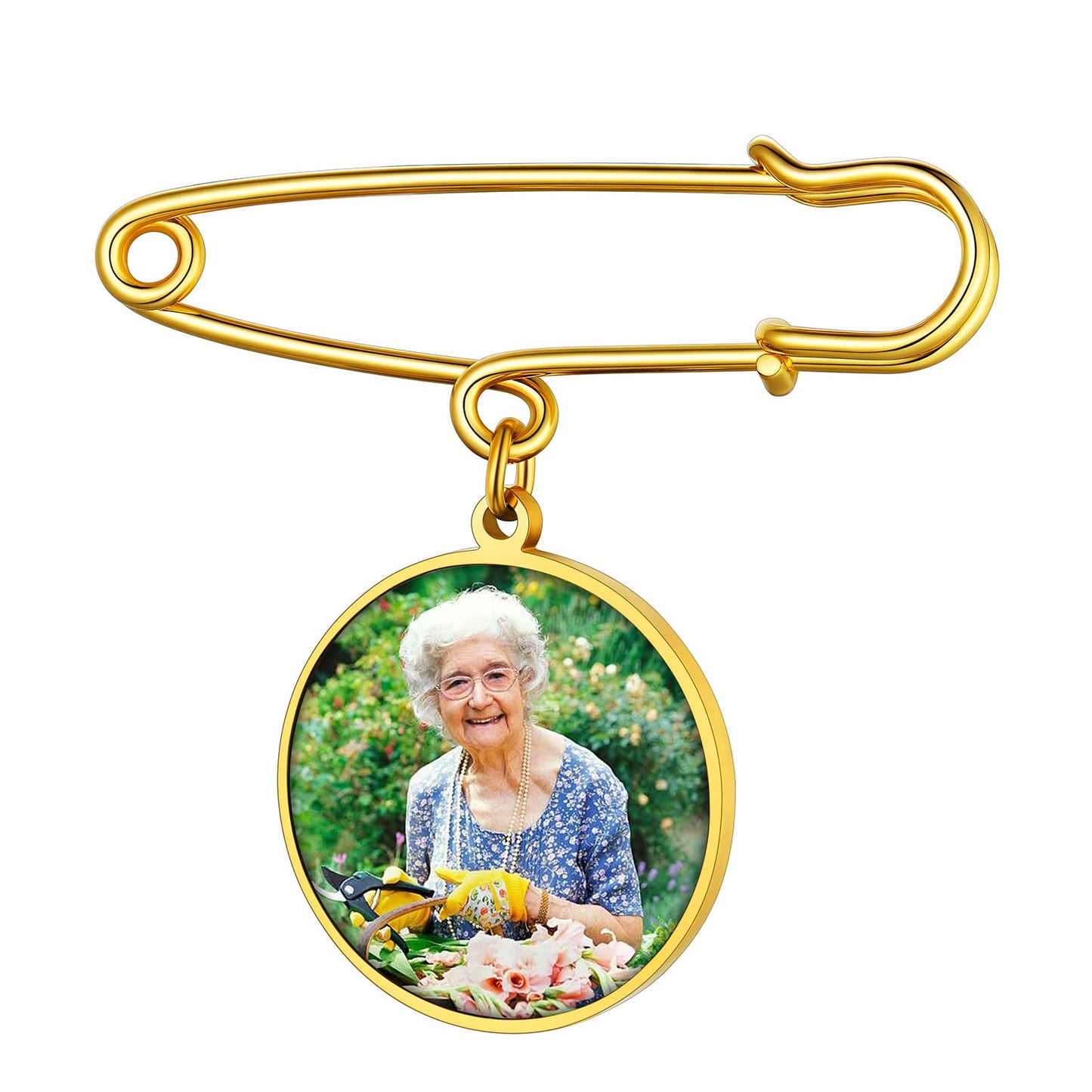 Custom4U Wedding Boutonniere Photo Charm Bouquet Pin Lapel Round Memorial Charms Funeral Boutonniere Mother of The Bride Groom Men Women