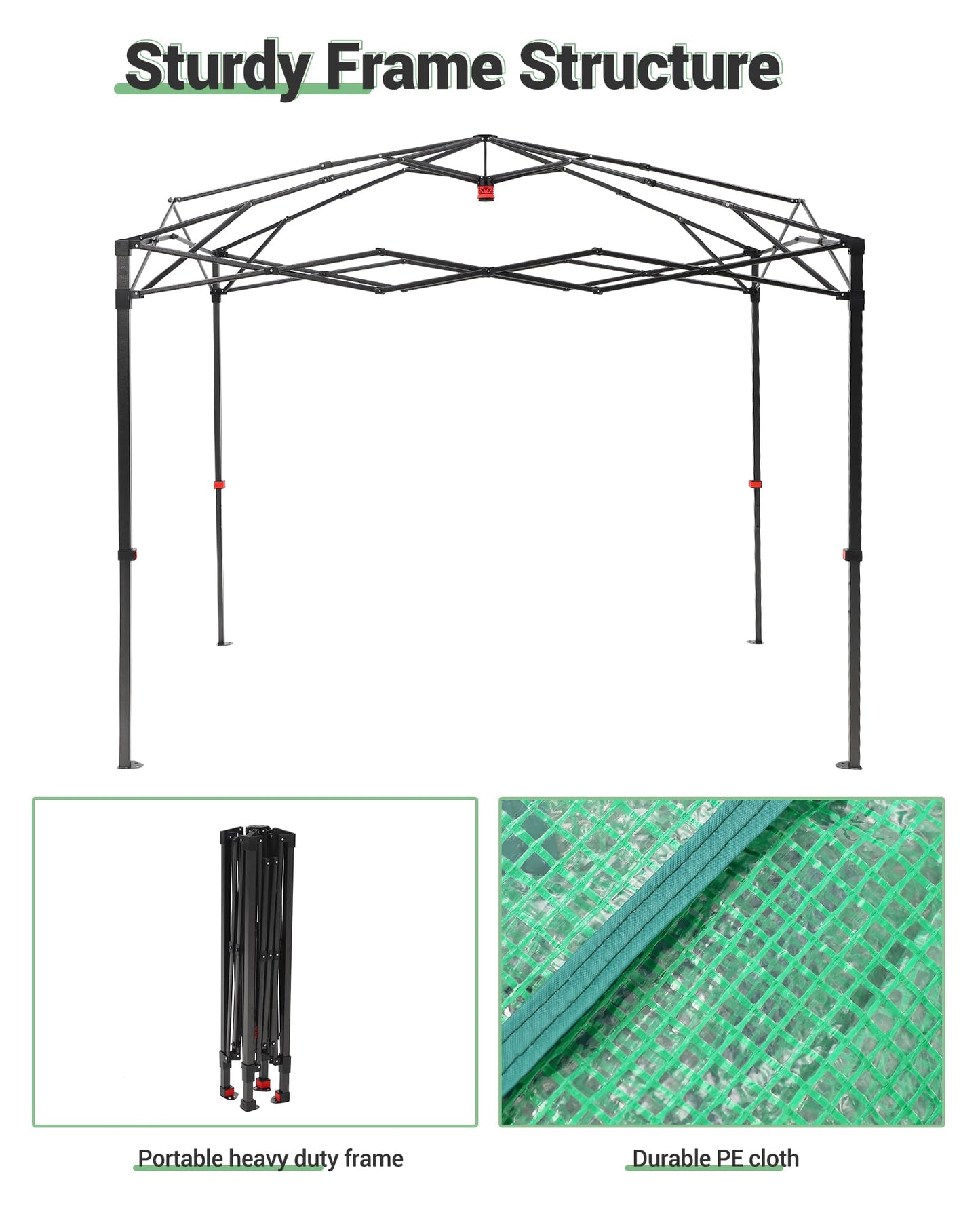 6x8 FT Pop-Up Greenhouse with Durable PE Cover, 96"x144" Large Grow Tent for All Seasons | Features Zippered Doors & Mesh Windows for Indoor/Outdoor Plants, Easy to Assemble (Green)