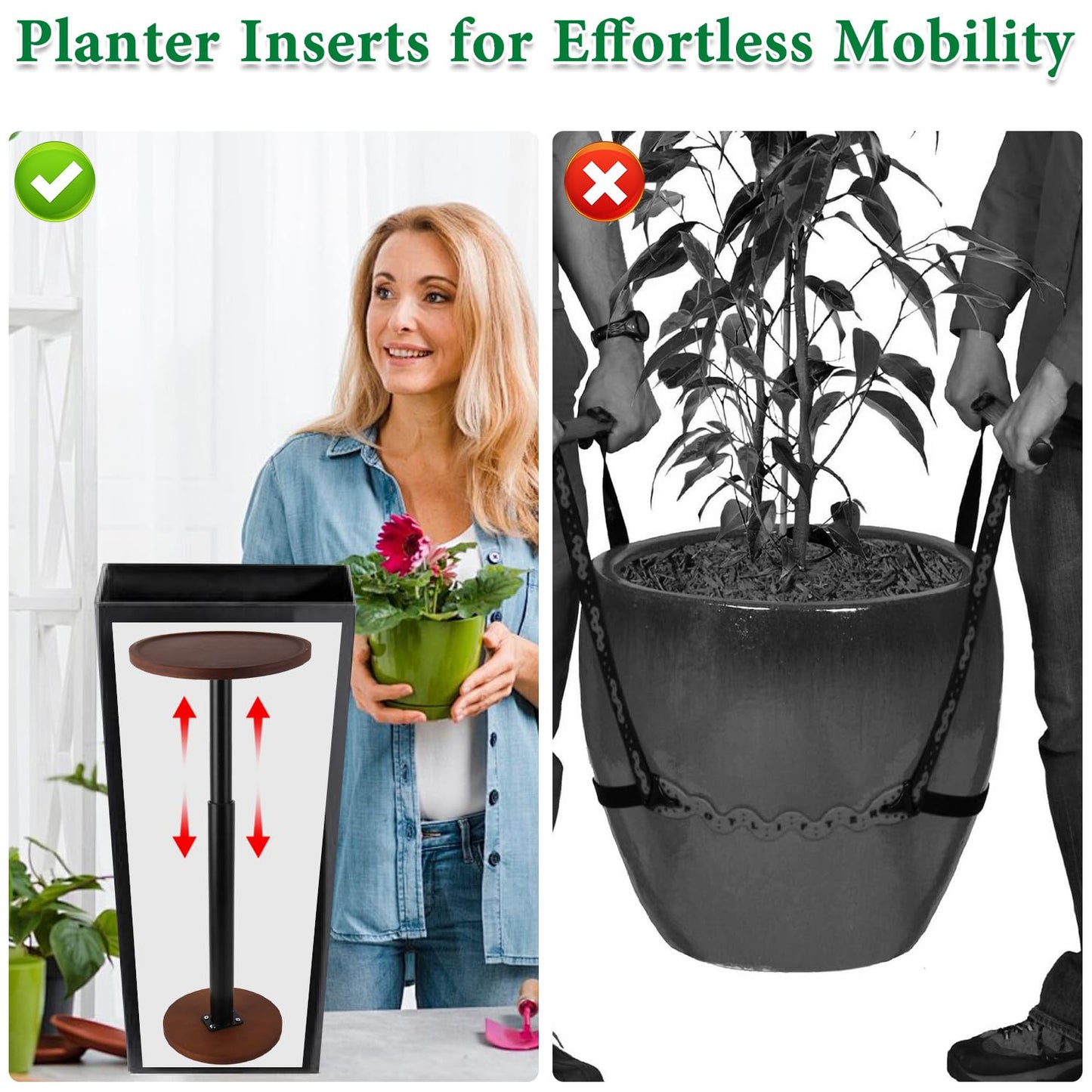 LUTTY 2Set Wooden Adjustable Plant Risers for Inside Pot,7.9-13.8 inches Tall Tapered Plant Riser Fill Bottom of Tall Flower Pots and Large Plants Containers, Rise Filler Riser of Flower Pots