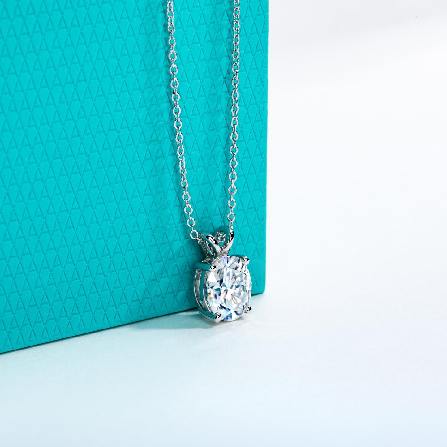 AnuClub Oval Cut Moissanite Pendant Necklace 2CT D Color VVS1 925 Sterling Silver Everyday Wear Necklace for Women Wife Her with Certificate, 40+2+3cm Adjustable Chain