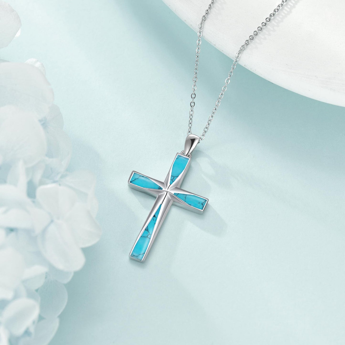 ONEFINITY Religious Cross Pendant Necklace Sterling Silver Origami Cross Pendant Gifts for Women Men Jewelry