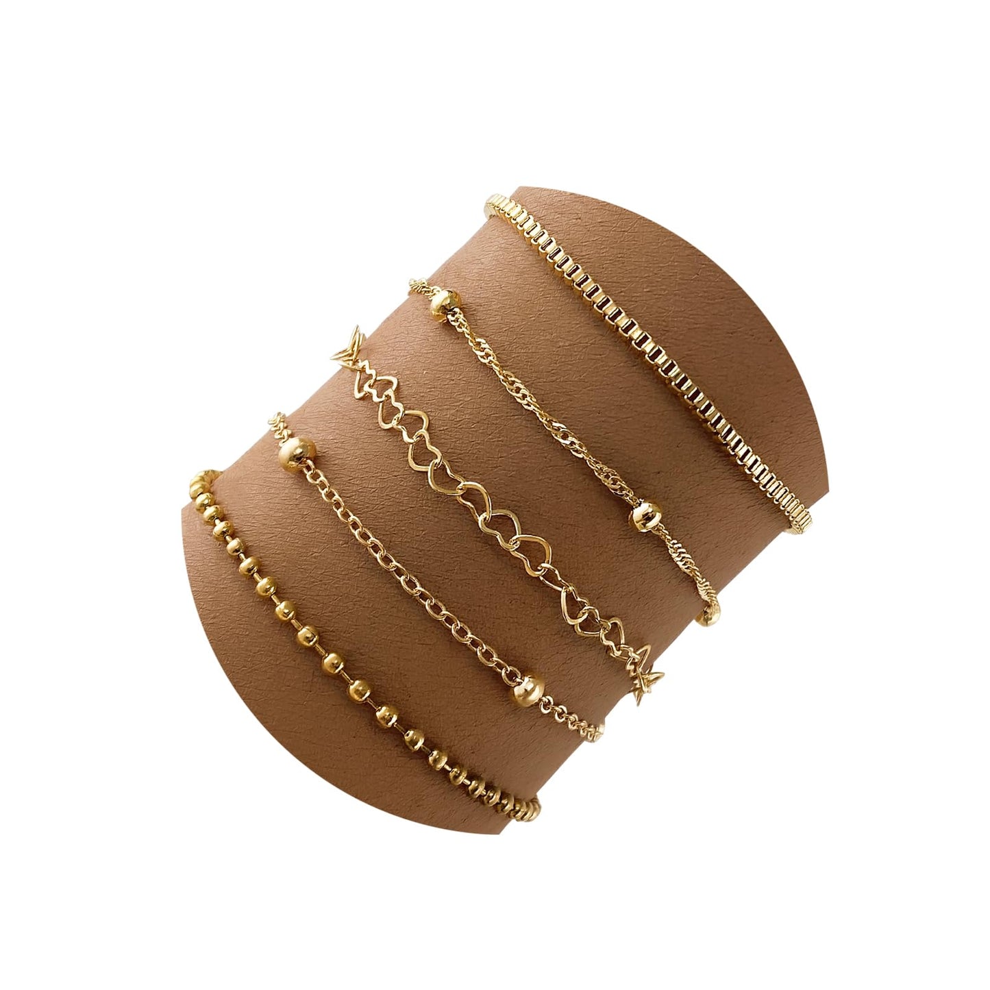 IFKM Gold Bracelets for Women, 14K Gold Plated Dainty Link Chain Bracelet set, Trendy Stackable Layered Bracelets jewelry Gifts