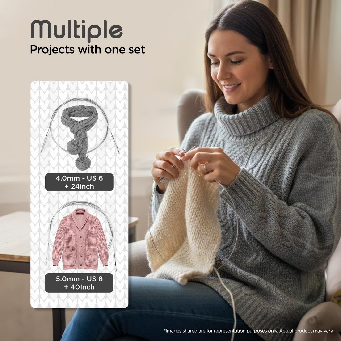 KnitPro Stelo Midi Normal Interchangeable Needle Set 5" (13cm) | 7 US Sizes (2.5 to 8)
