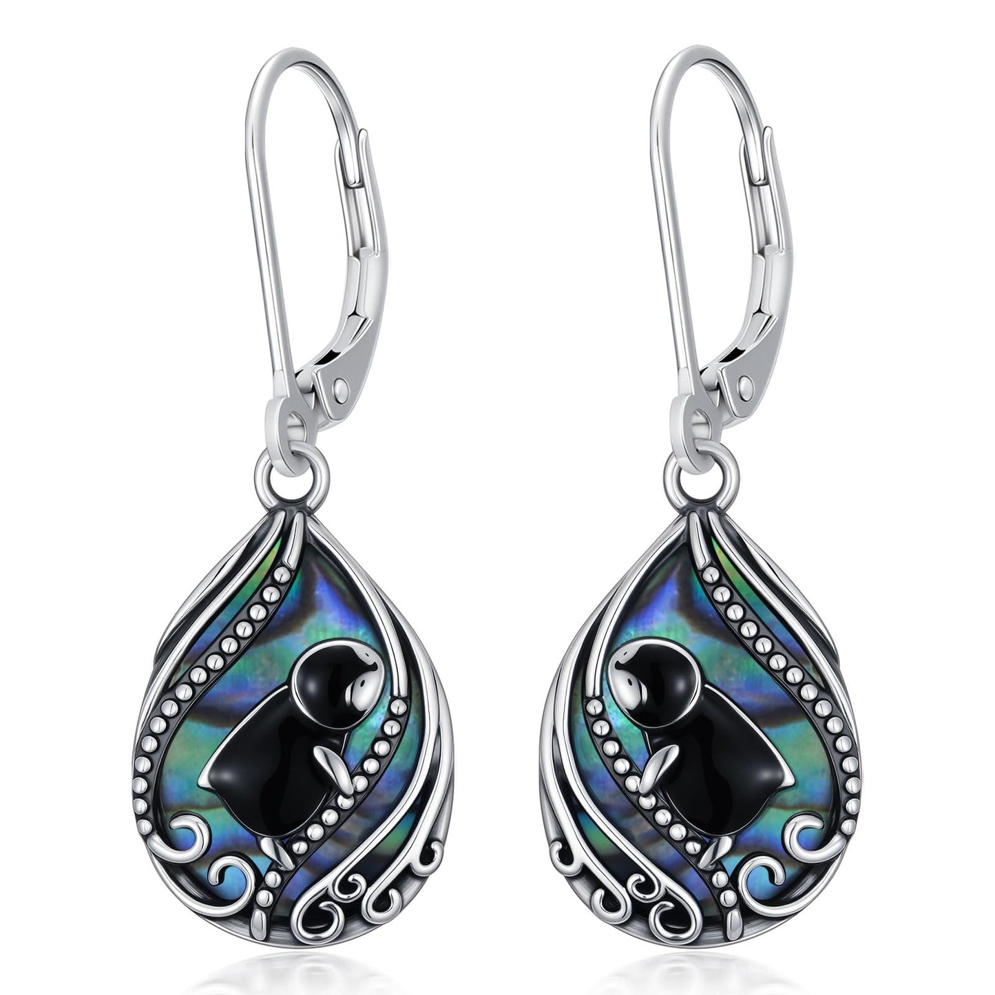 YYmqmq Penguin Earrings for Women 925 Sterling Sliver Abalone Dangle Earrings Leverback Penguin Jewelry Gifts for Women Girlfriend Mom Birthday Gifts