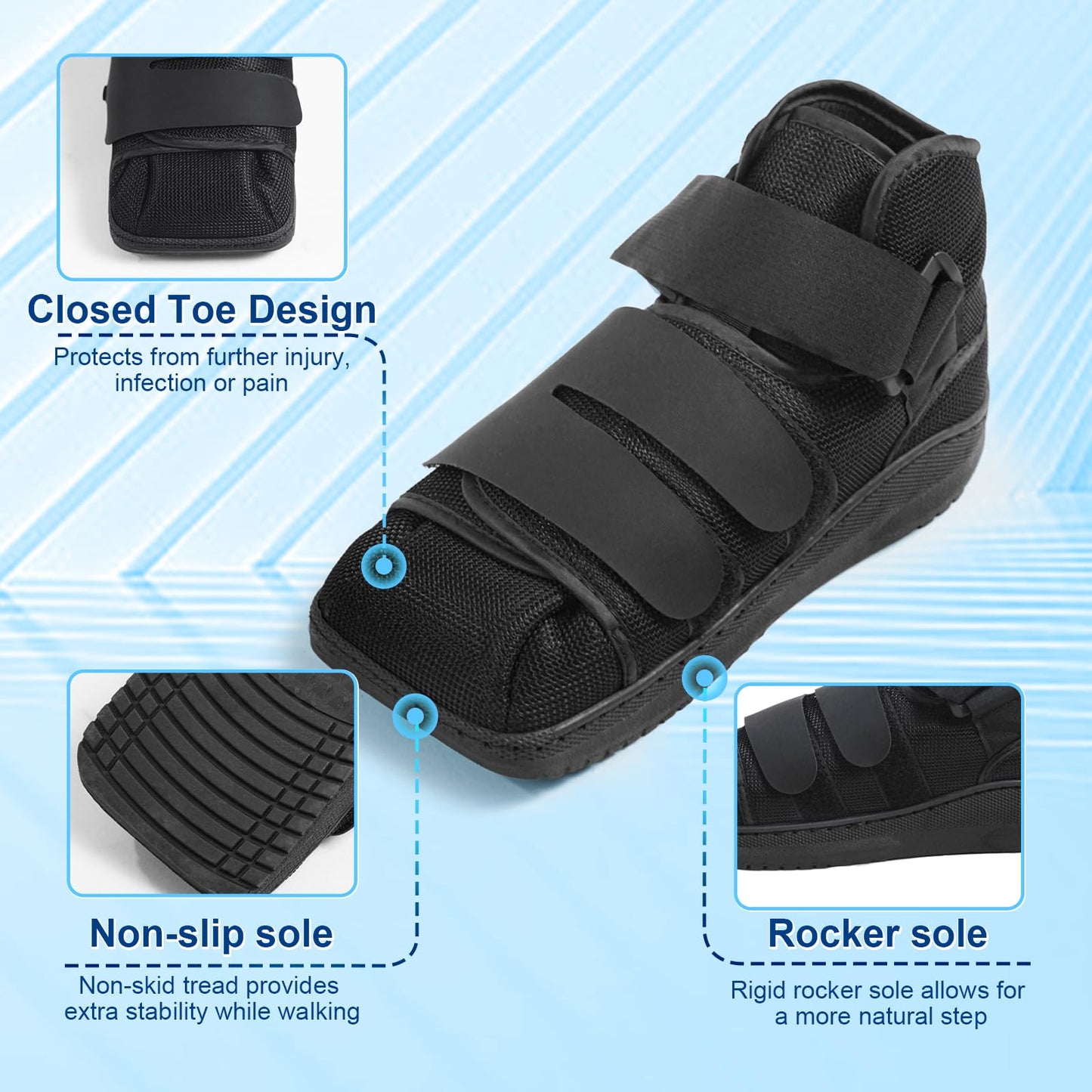 Estinko Closed Post Op Shoe Post Op Shoes Fracture Medical Walking Shoes for Men and Women-Post Surgery or Operation Foot Support Broken Foot or Toe Squared S
