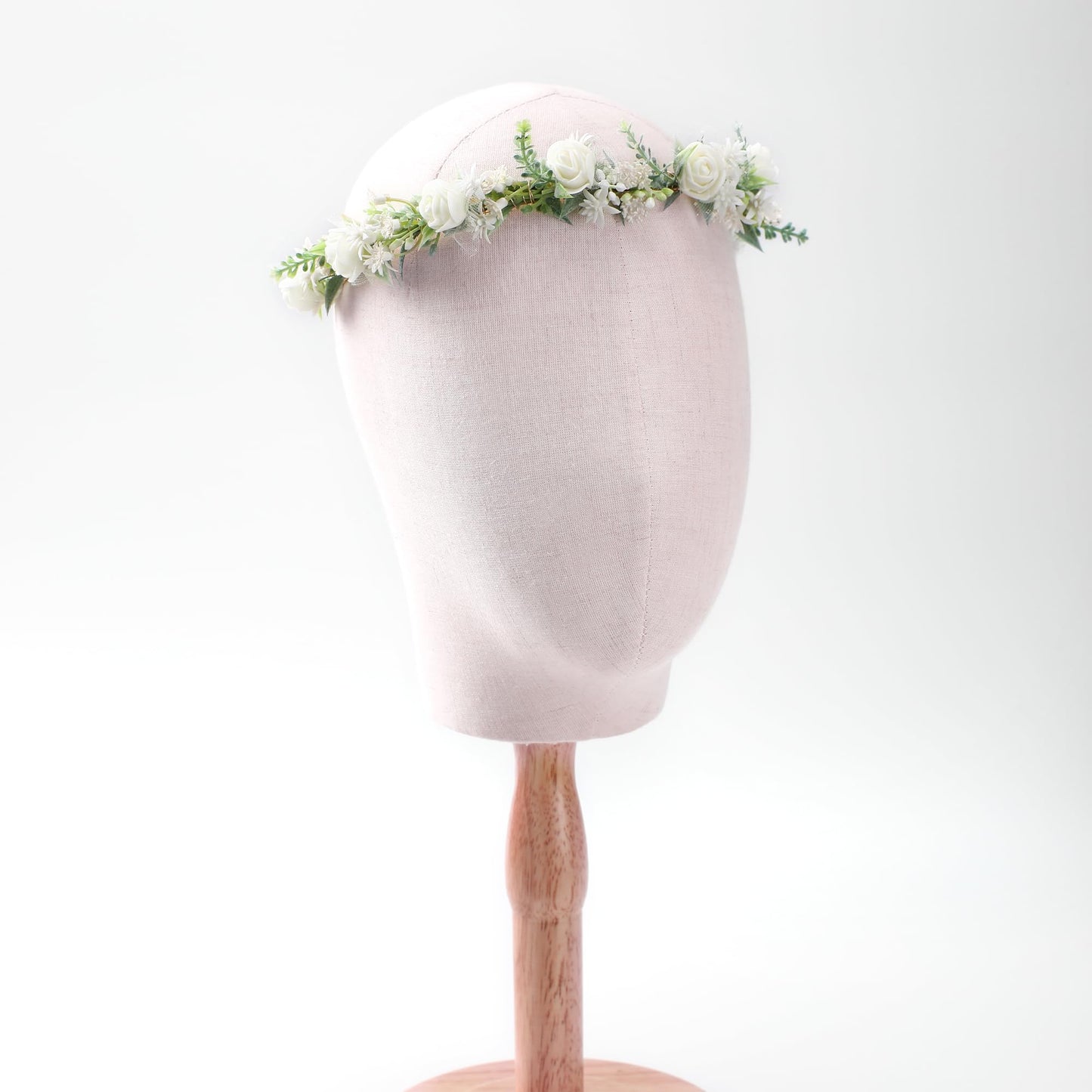 KorViSHOW White Flower Crown Hairband - Rose Flower Headband for Women's Wedding, Party, Festival Decoration, Hair Styling Accessory