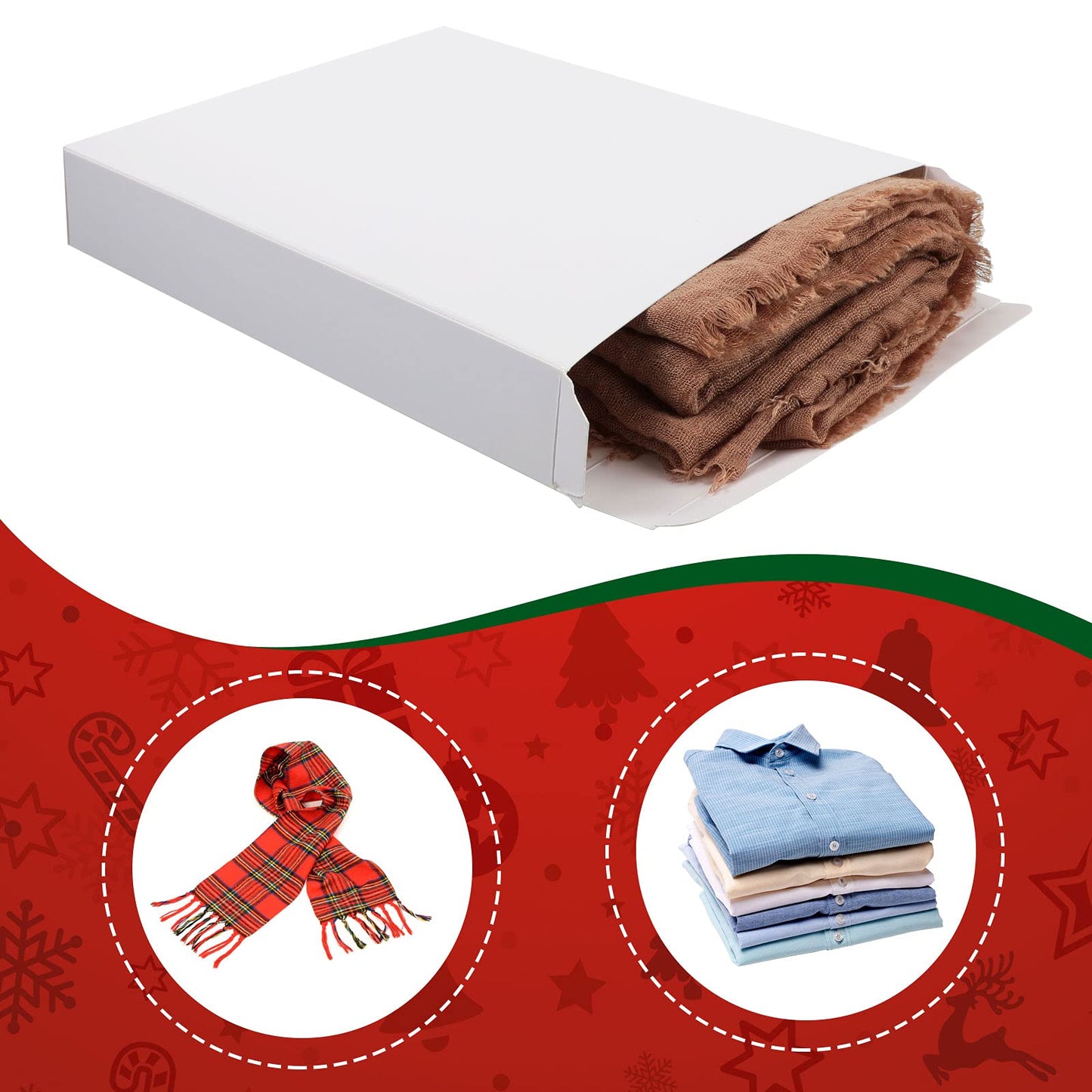 Marspark 20 Pieces Christmas White Gift Wrap Boxes with Lids 9 x 6.7 x 1.4 Inch for Wrapping Clothes and 6 Sheets Tag Stickers for Holidays Birthday Gifts