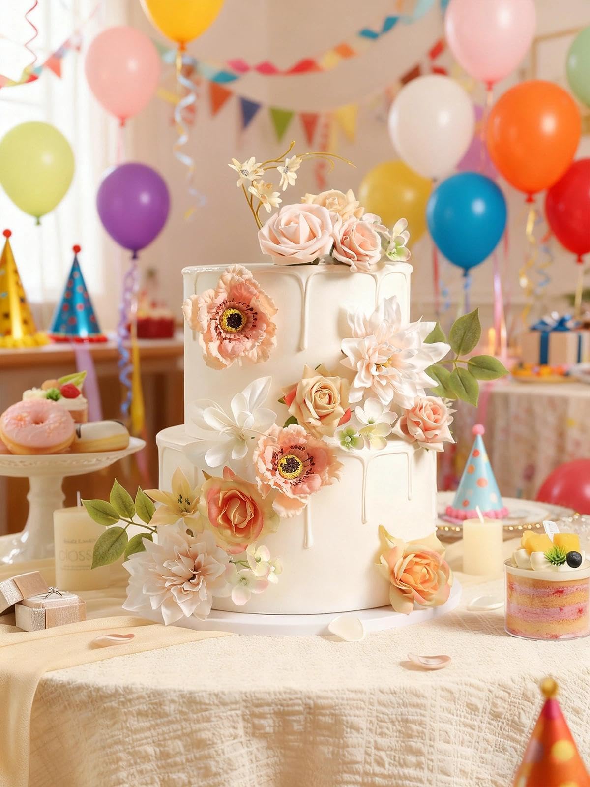 YiYunFloral Artificial Flowers,Champagne Pink Silk Fake Flowers for DIY Wedding Bridal Bouquets, Wedding Cake Flowers for Table Centerpieces Baby Shower Birthday Party Home Decorations