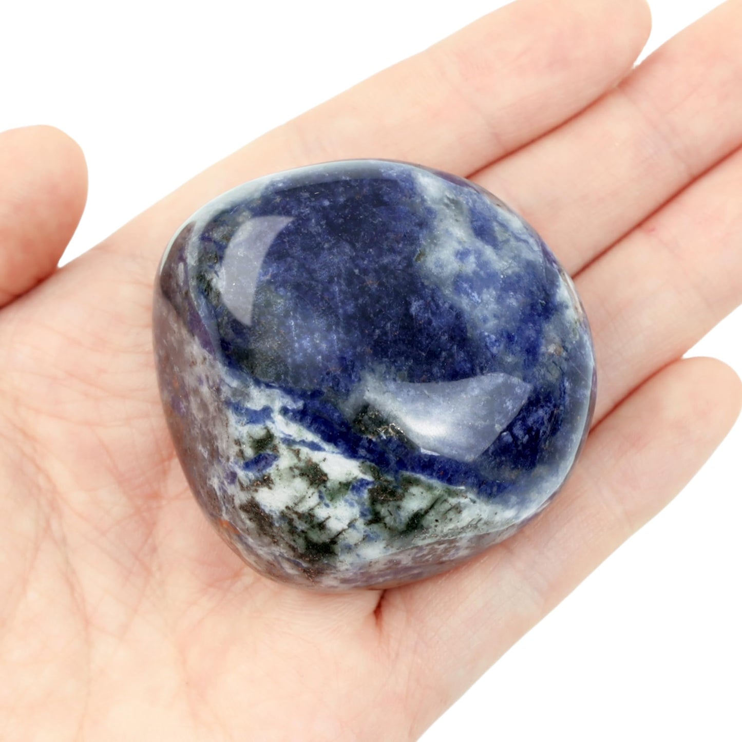 YATOJUZI 1PCS Blue Solidate Stone 1.6"-2" Natural Crystals and Healing Stones Crystal Palm Polished Worry Stones Rocks Gemstones for Meditation Chakra Balancing Gifts for Women Men
