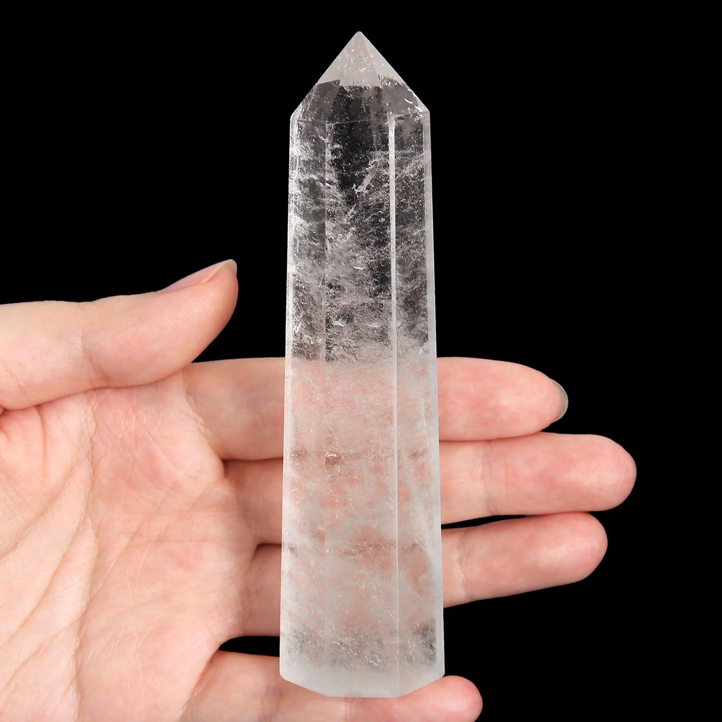 Clear Quartz Crystal Wand-1 Pc 4.3''-4.7'' Natural Clear Quartz Crystal Wand, Healing Crystal and Stones, Natural Clear Quartz Stone Tower, Gift Box Packaging