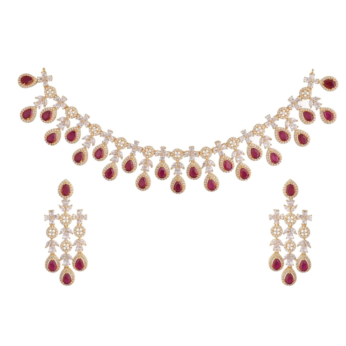 TARINIKA Gold Plated Alina Delicate CZ Necklace Set with Drop Earring Jewelry Sets for Women Perfect for Casual Occasions Classic Indian Necklace Cubic Zirconia, 1 Year Warranty*