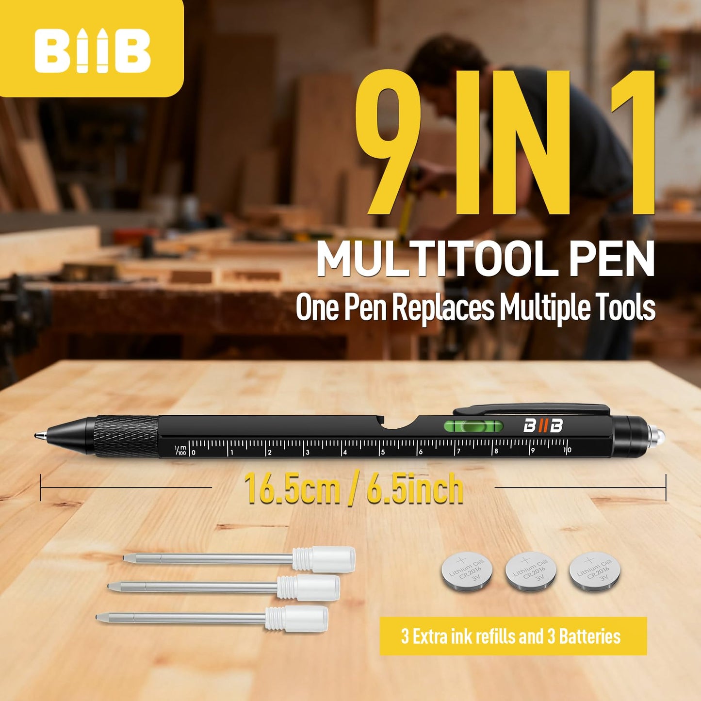 BIIB Fathers Day Gift for Men 9 in 1 Multitool Pen, Mens Gifts for Him Dad Husband, Dad Gifts from Daughter Son, Personalized Gifts Ideas, Birthday Gifts for Men, Tools Cool Gadgets