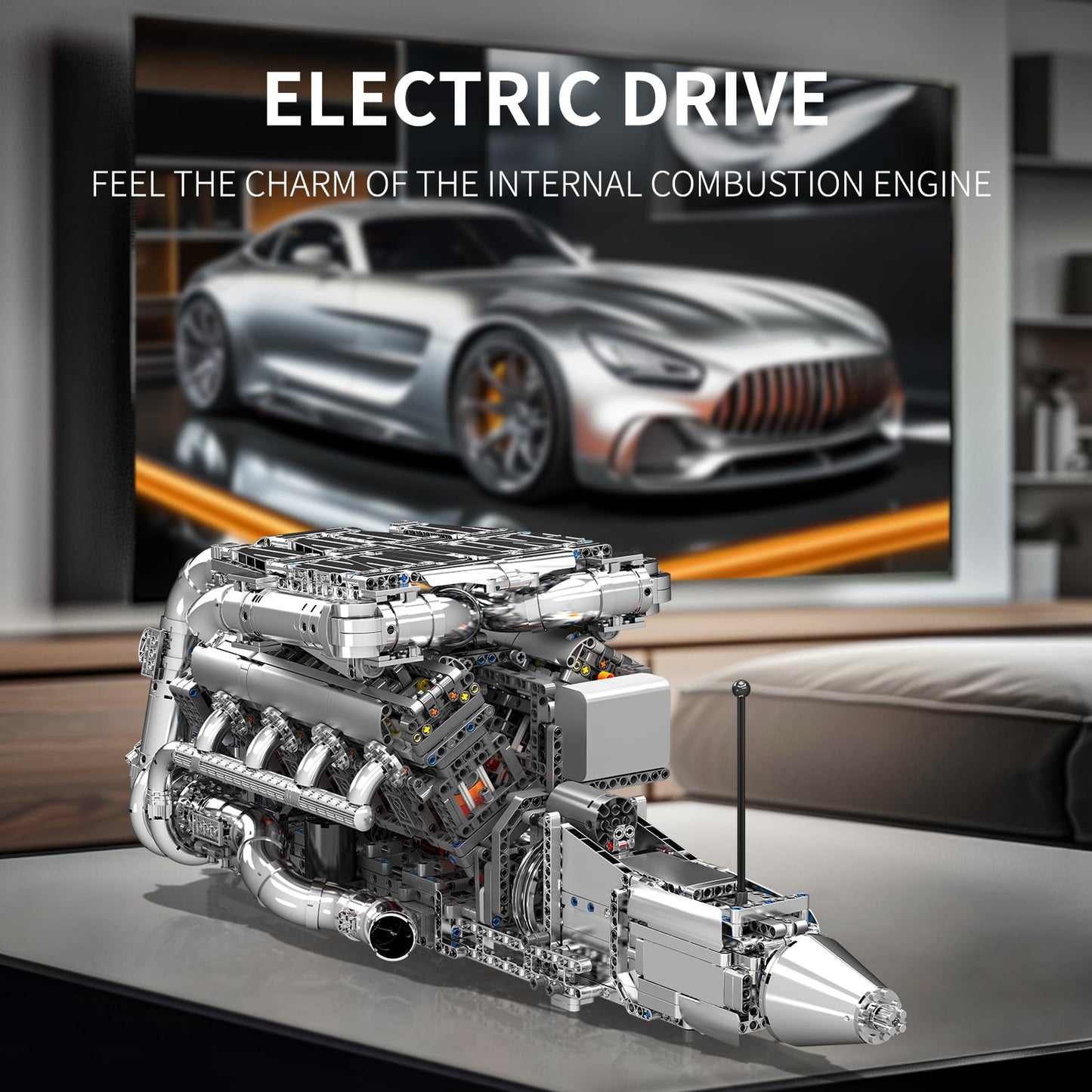 Mould King V8 Twin-Turbo Engine Model Kit That Runs, Mini Engines Building Blocks Set for Adults with Battery and Motor, Engineering Construction STEM Toy for Teens(2899 PCS)