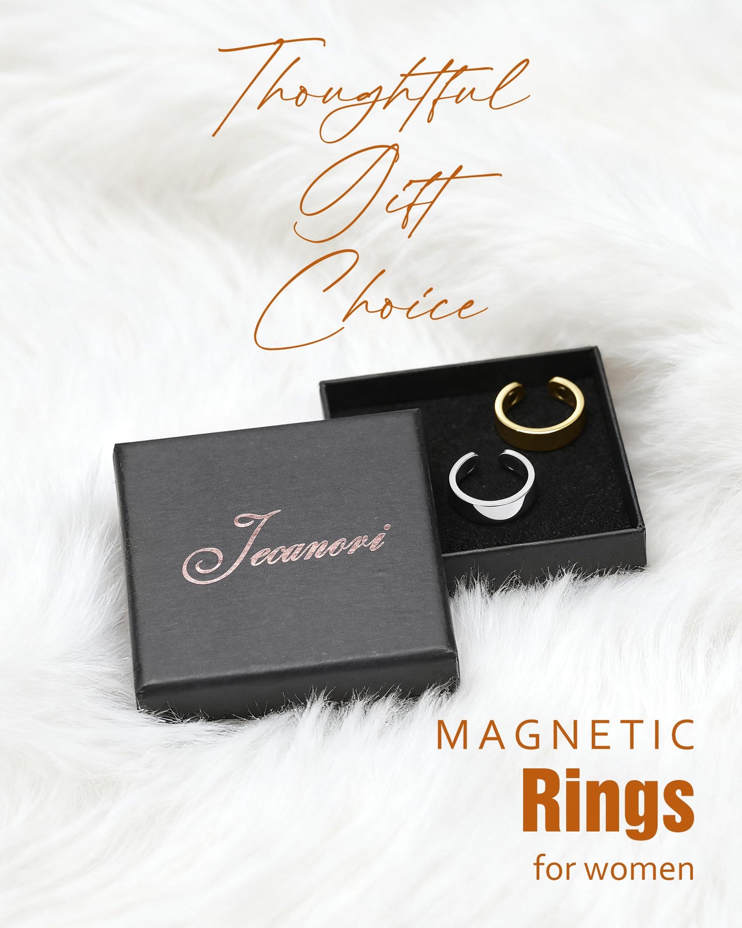 Jecanori Magnetic Rings for Women,Adjustable Stainless Steel Jewelry,Ideal Gift for Women