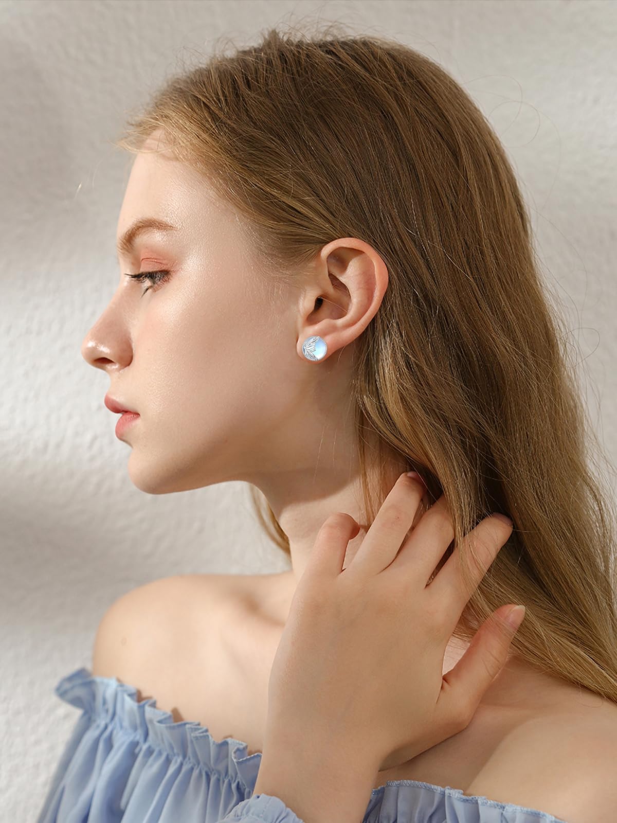 WINNICACA Butterfly Stud Earrings S925 Sterling Silver Moonstone Stud Earrings Butterfly Jewelry for Women Birthday Mothers Day Gifts for Mom Wife