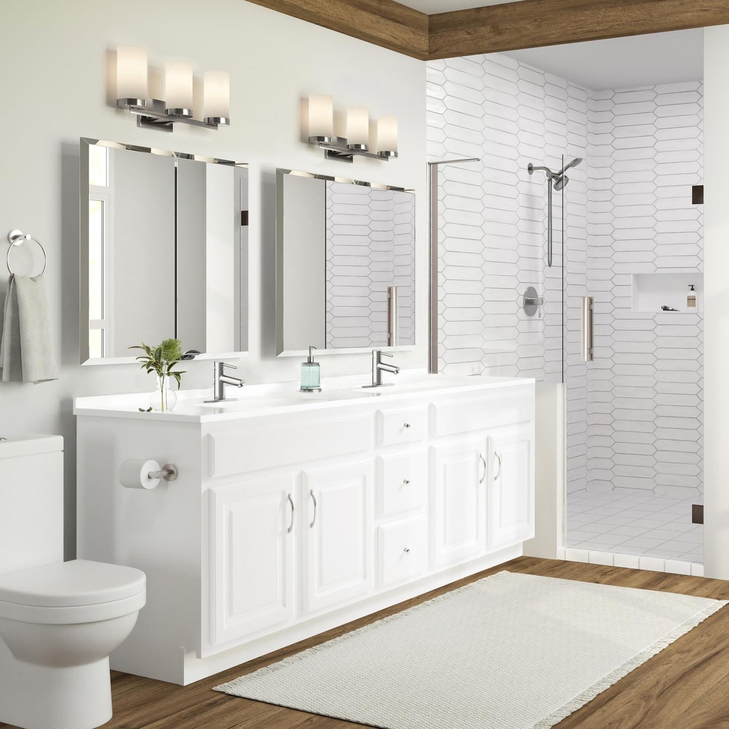 Design House 73-Inch Camilla II Modern Vanity Top with Double Sinks and Backsplash, Improved Packaging, Solid White – Design House, 630277